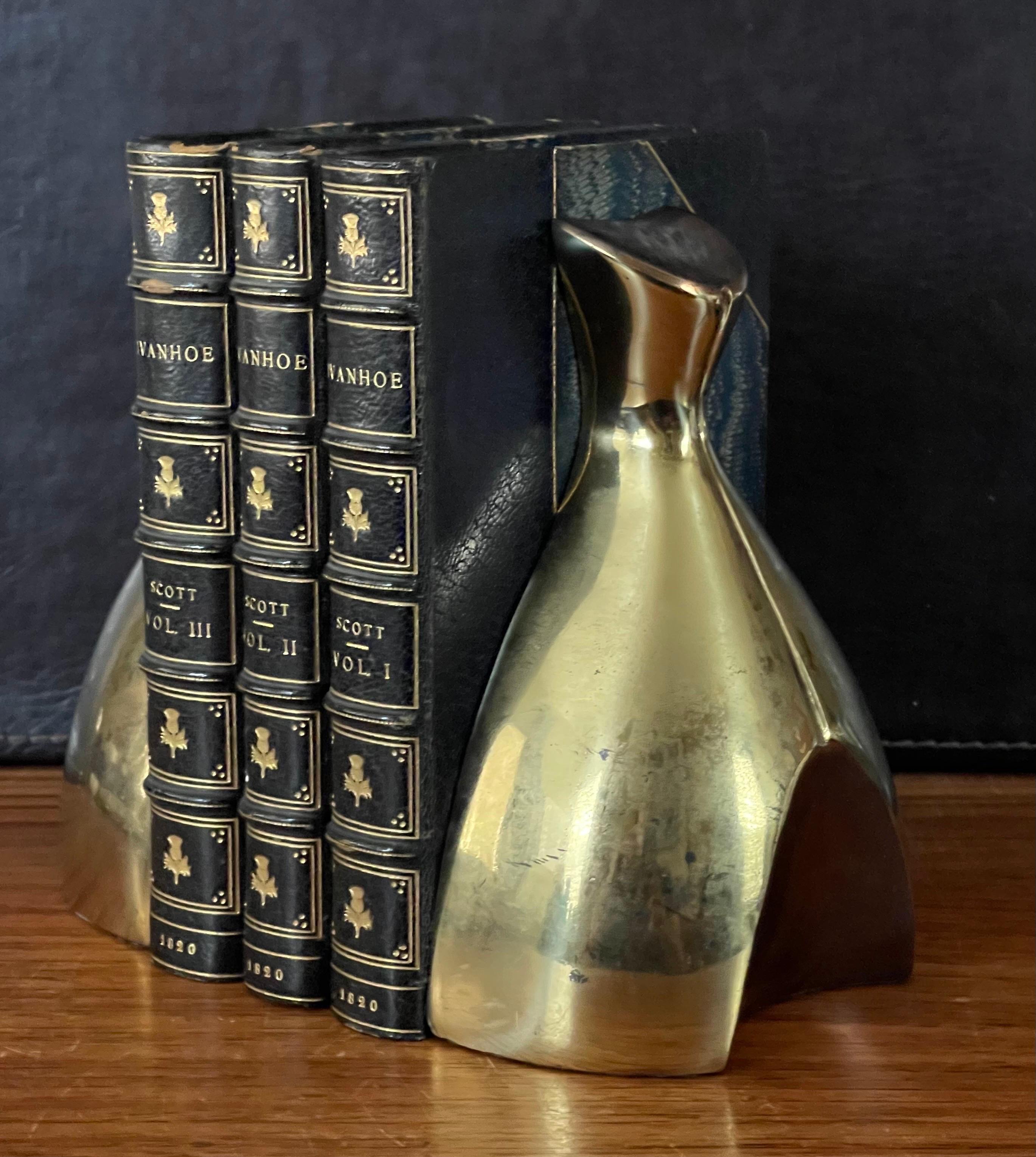 Pair of Modernist Patinated Brass Bookends by Norman Bleckner For Sale 1