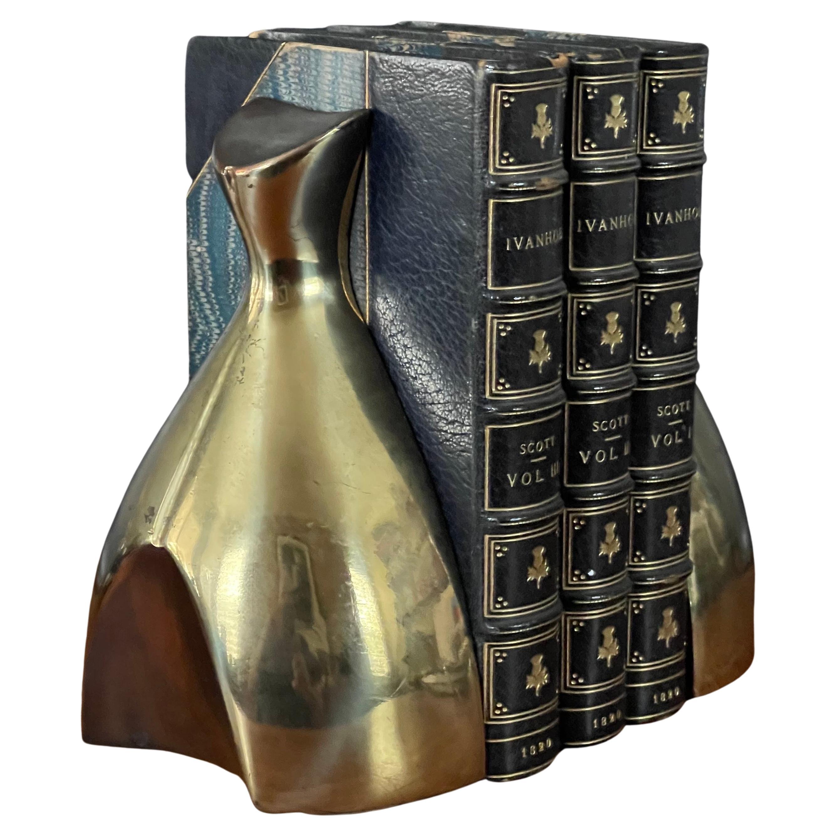 Pair of Modernist Patinated Brass Bookends by Norman Bleckner For Sale at  1stDibs
