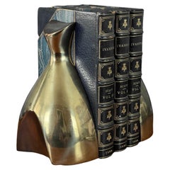 Pair of Modernist Patinated Brass Bookends by Norman Bleckner
