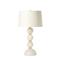 Pair of Modernist Pearl White Murano Glass Table Lamps with 24-Karat Gold Bands