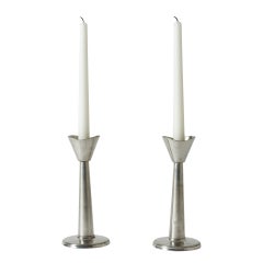 Pair of Modernist Pewter Candlesticks, GAB, Sweden, 1930s