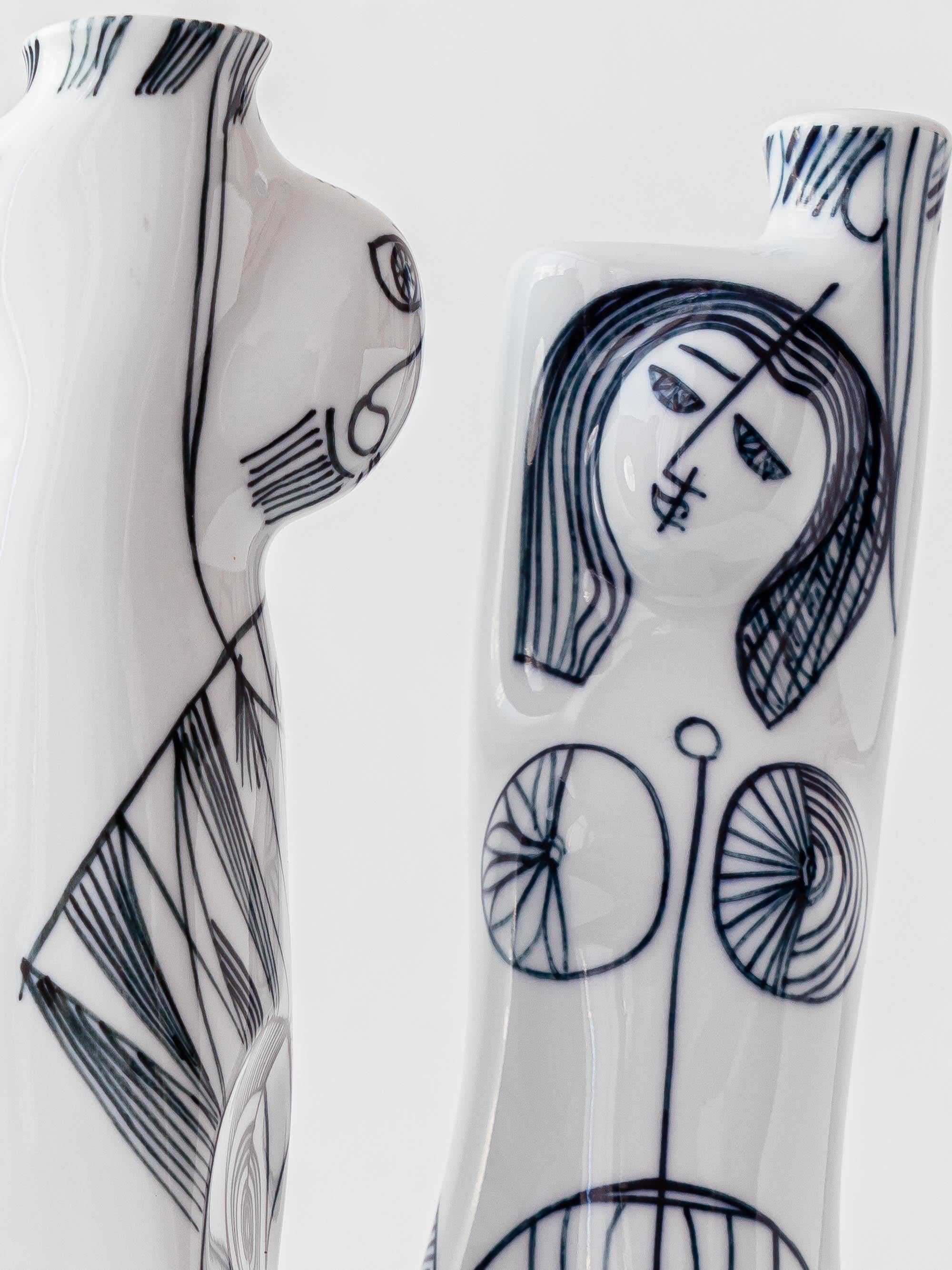 Coppia di vasi in porcellana modernista con figure nude di Sargadelos in vendita 5