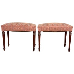 Pair of Modernist Rectangular Upholstered Window Benches or Stools