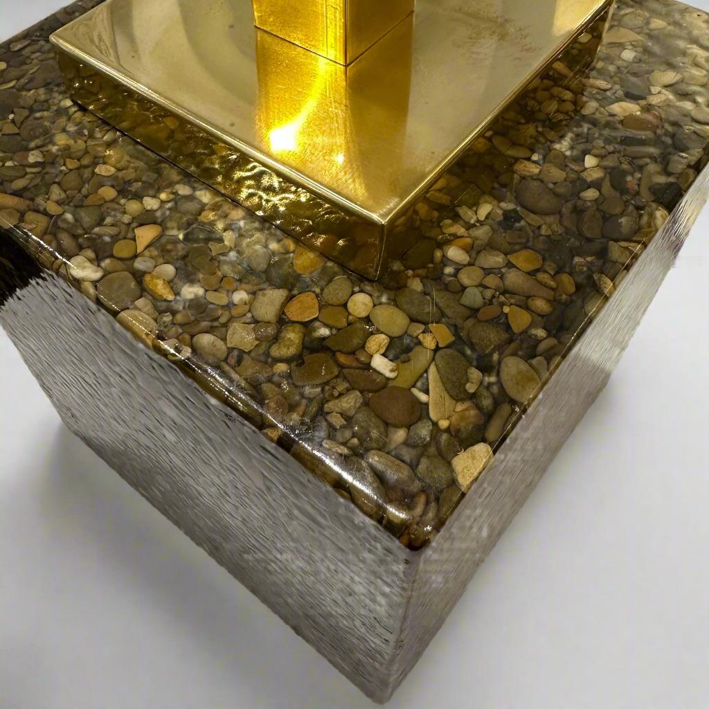 Italian Pair of Modernist Resin and Stone Table Lamps For Sale