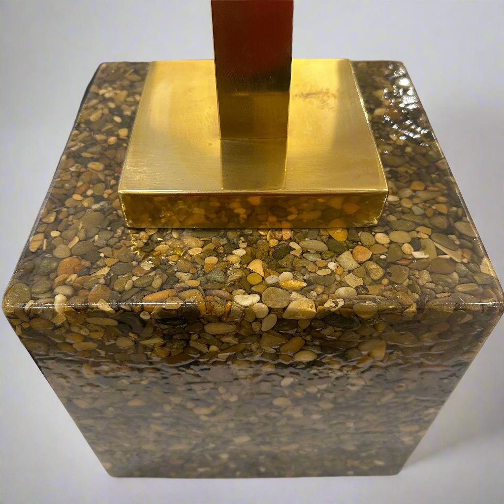 Pair of Modernist Resin and Stone Table Lamps In Good Condition For Sale In New York, NY
