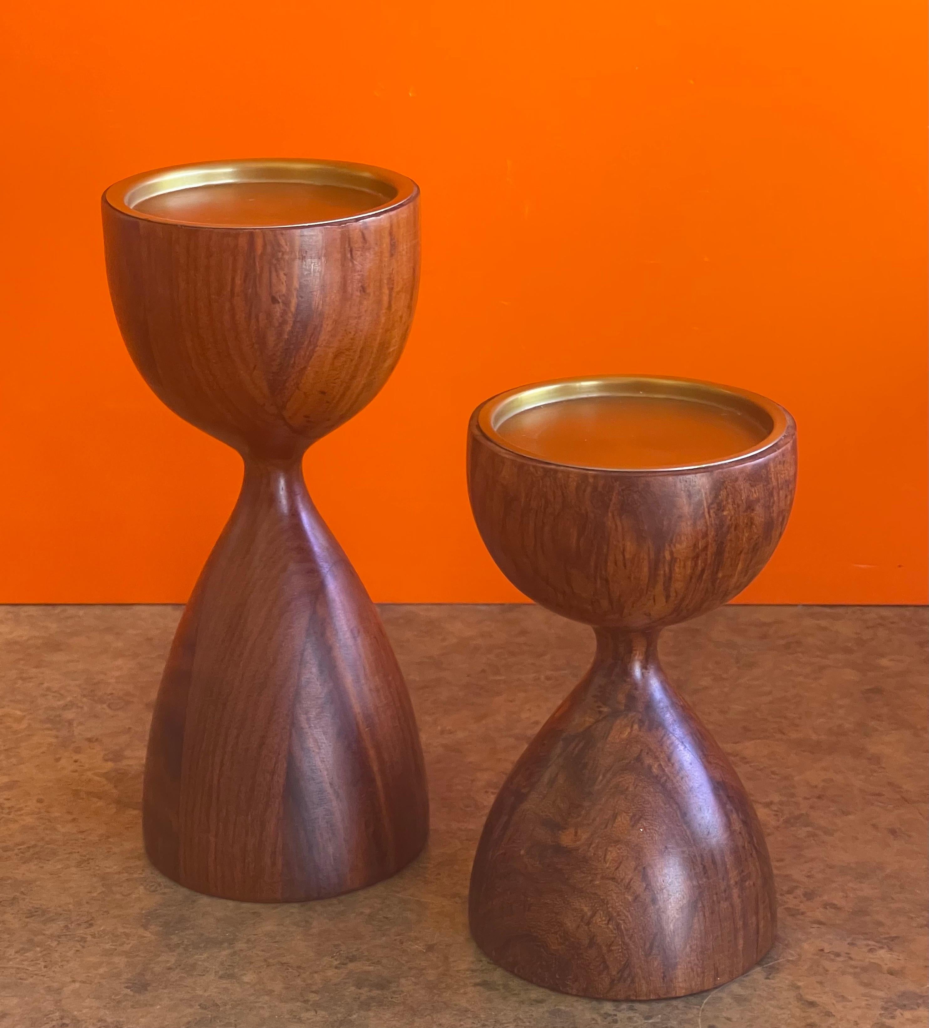 Pair of Modernist Rosewood Candlesticks For Sale 6