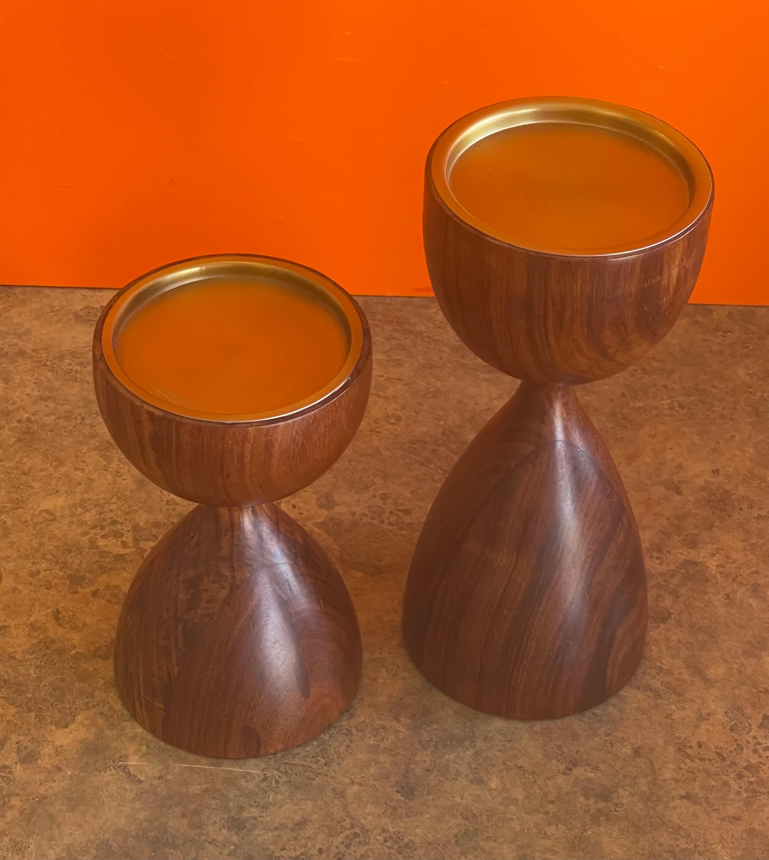 Pair of Modernist Rosewood Candlesticks In Good Condition For Sale In San Diego, CA