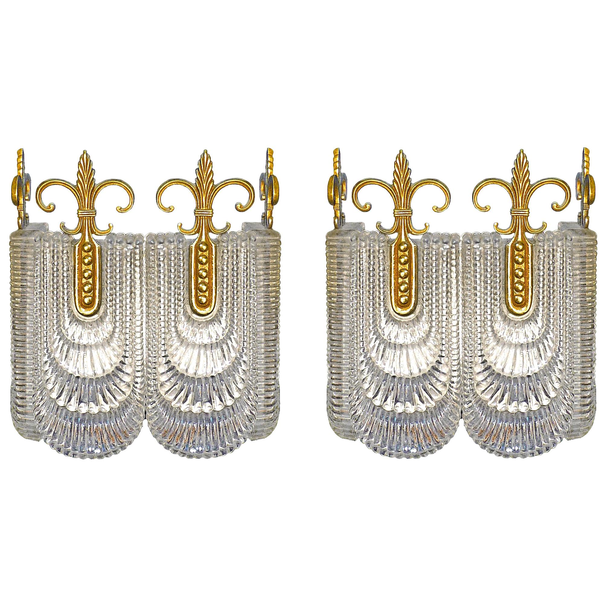 Pair of Modernist Sconces by Kaiser Leuchten, Double Wall Lights Vintage, 1970s
