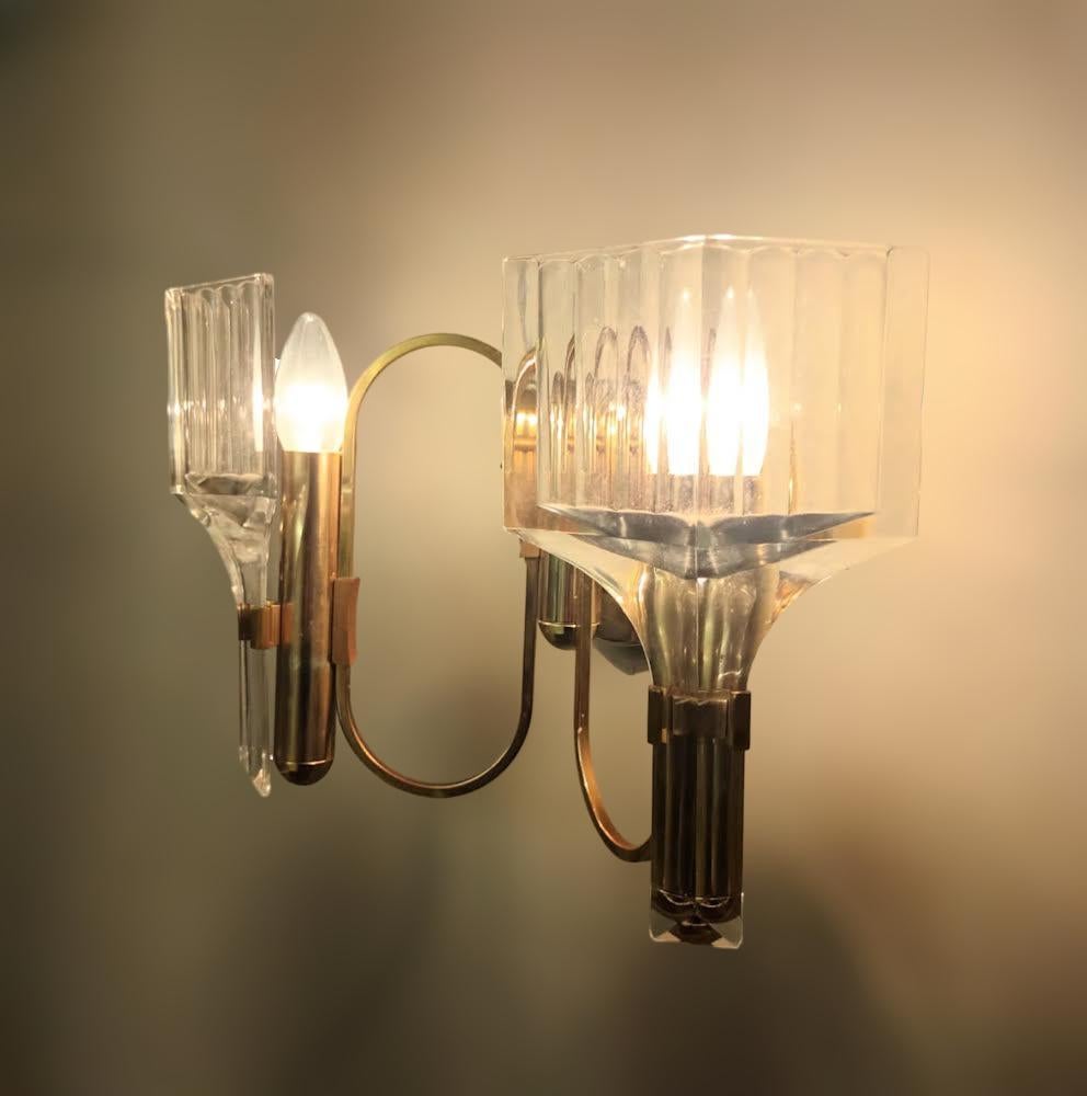 Glass Pair of Modernist Sconces For Sale
