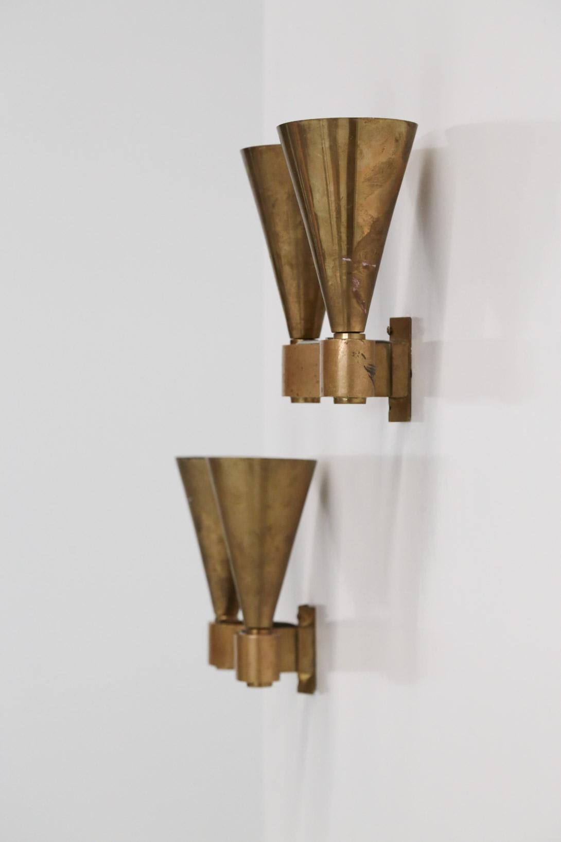 French Pair of Modernist Sconces, Jacques Quinet Style, 1940s