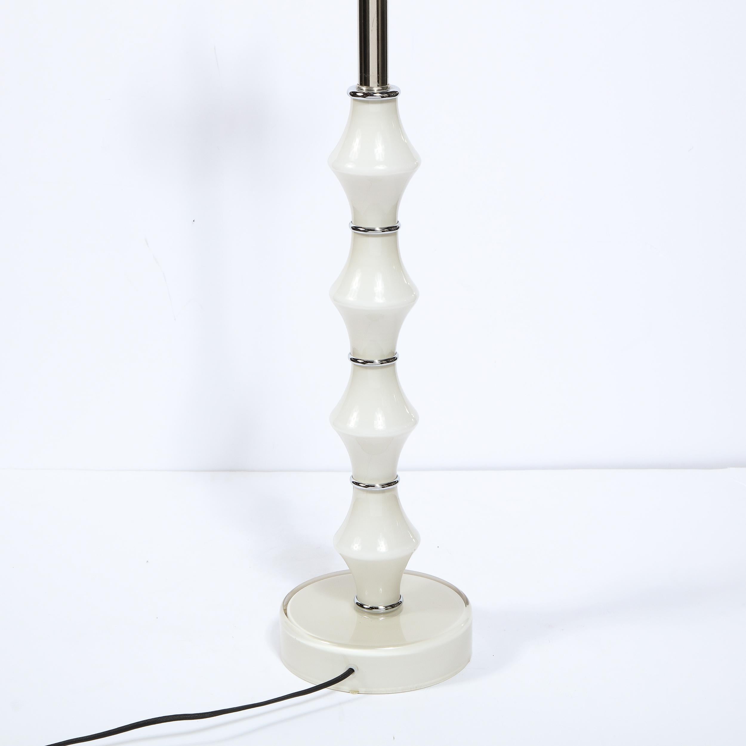 Pair of Modernist Sculptural Hand Blown Murano Pearl Glass & Chrome Table Lamps For Sale 2