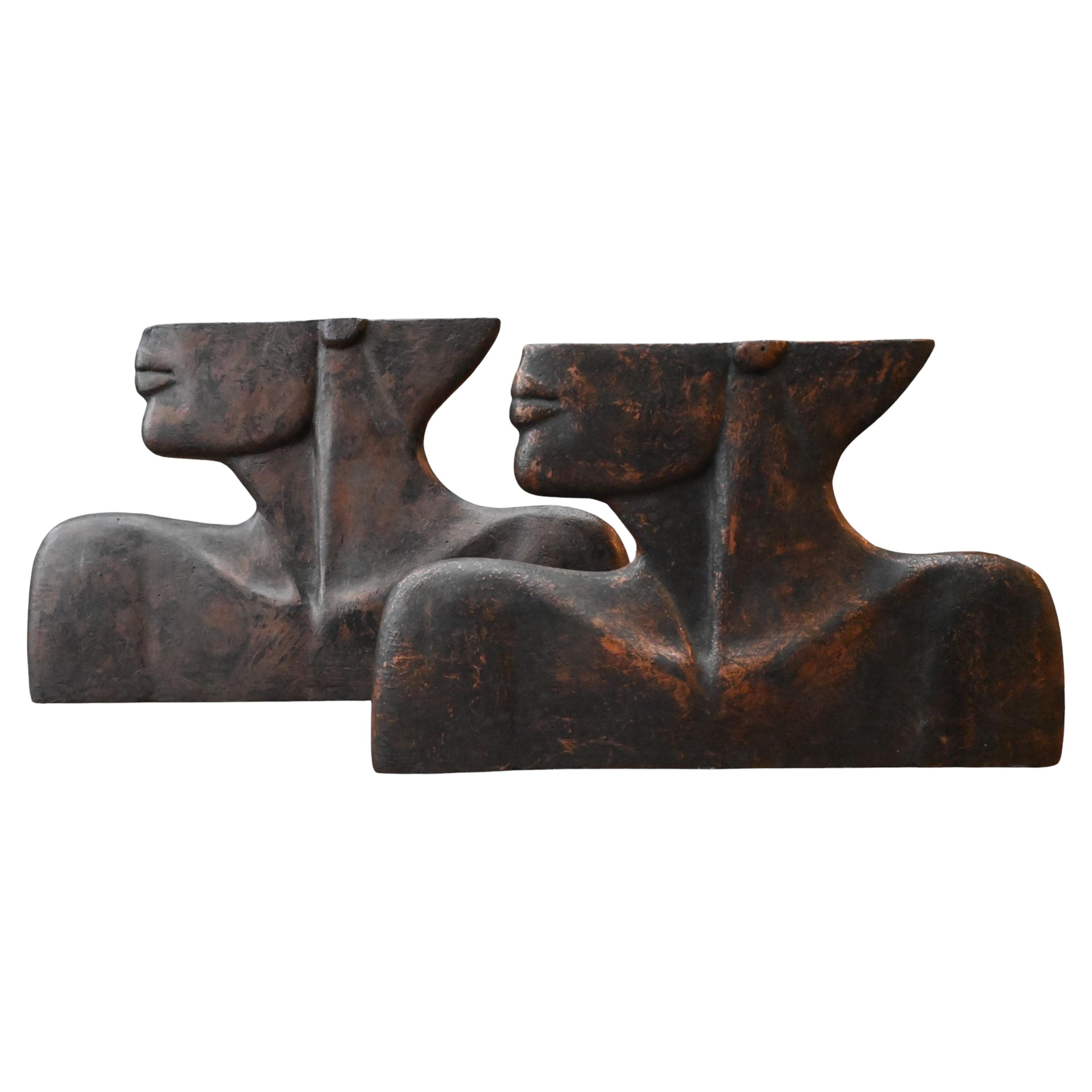 Pair Of Modernist Sculptures Signed “jean Marie”, by Louis Smeyers (1923–2009)
