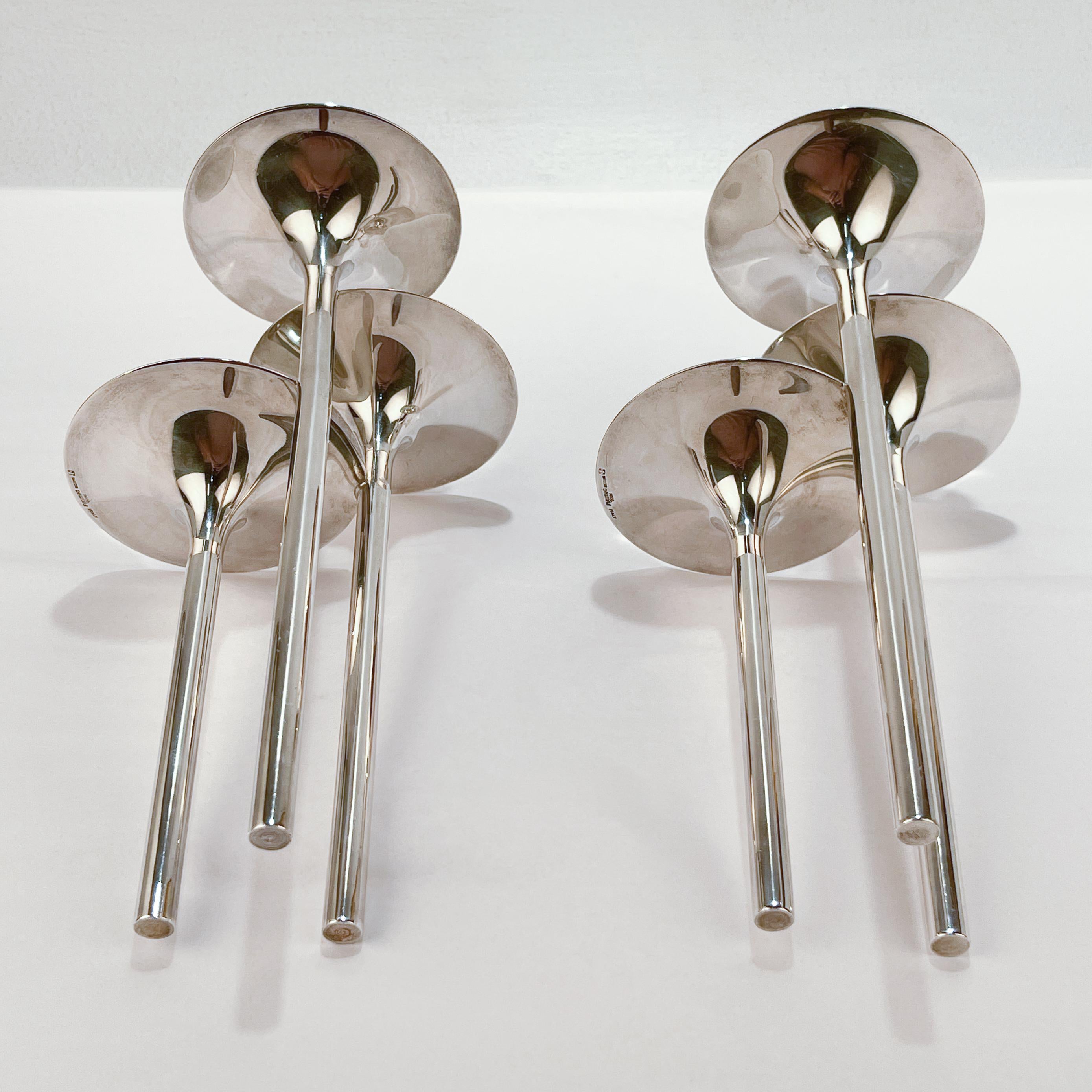 Pair of Modernist Silver Plate Candle Holders by Lino Sabattini for Christofle 4