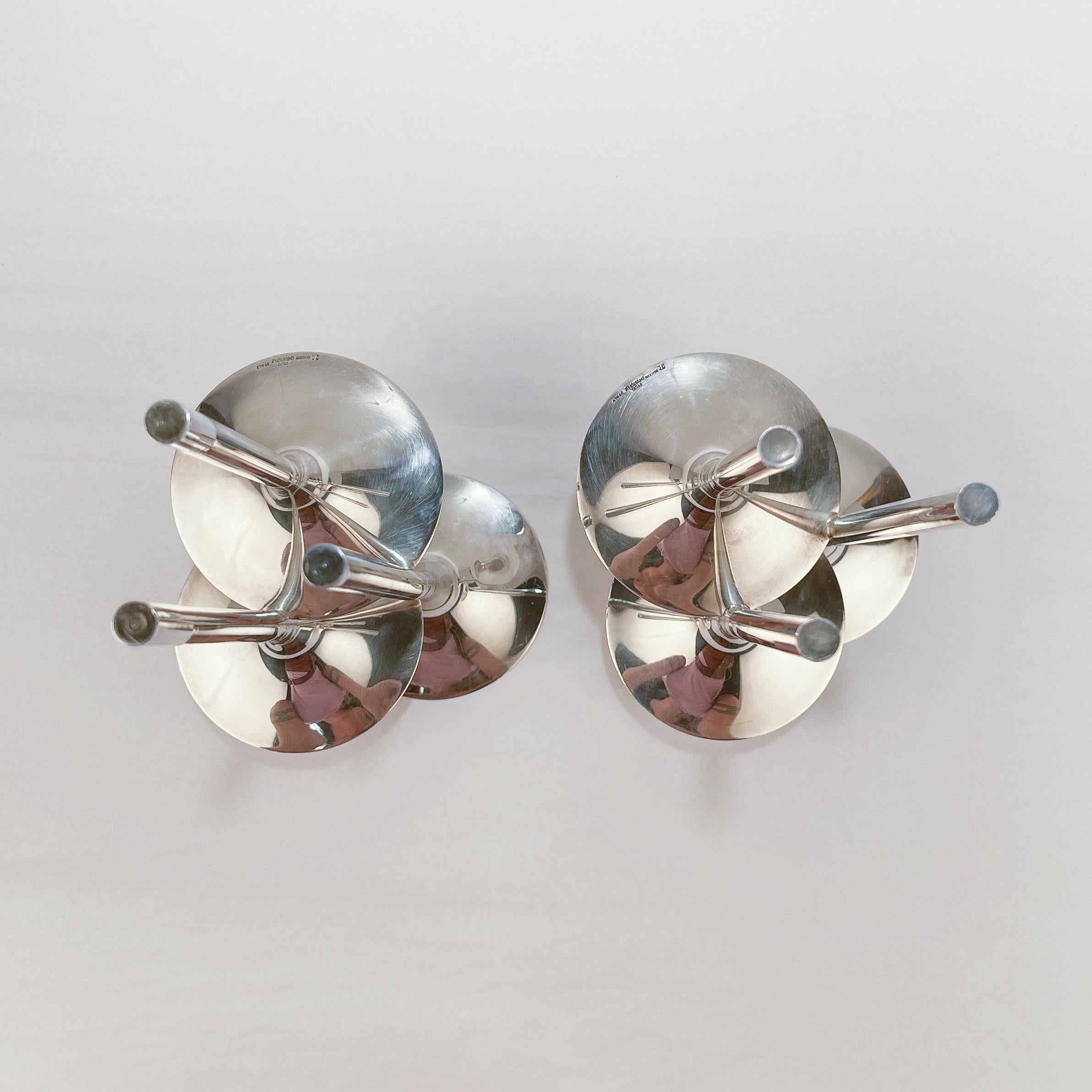 Pair of Modernist Silver Plate Candle Holders by Lino Sabattini for Christofle In Good Condition In Philadelphia, PA
