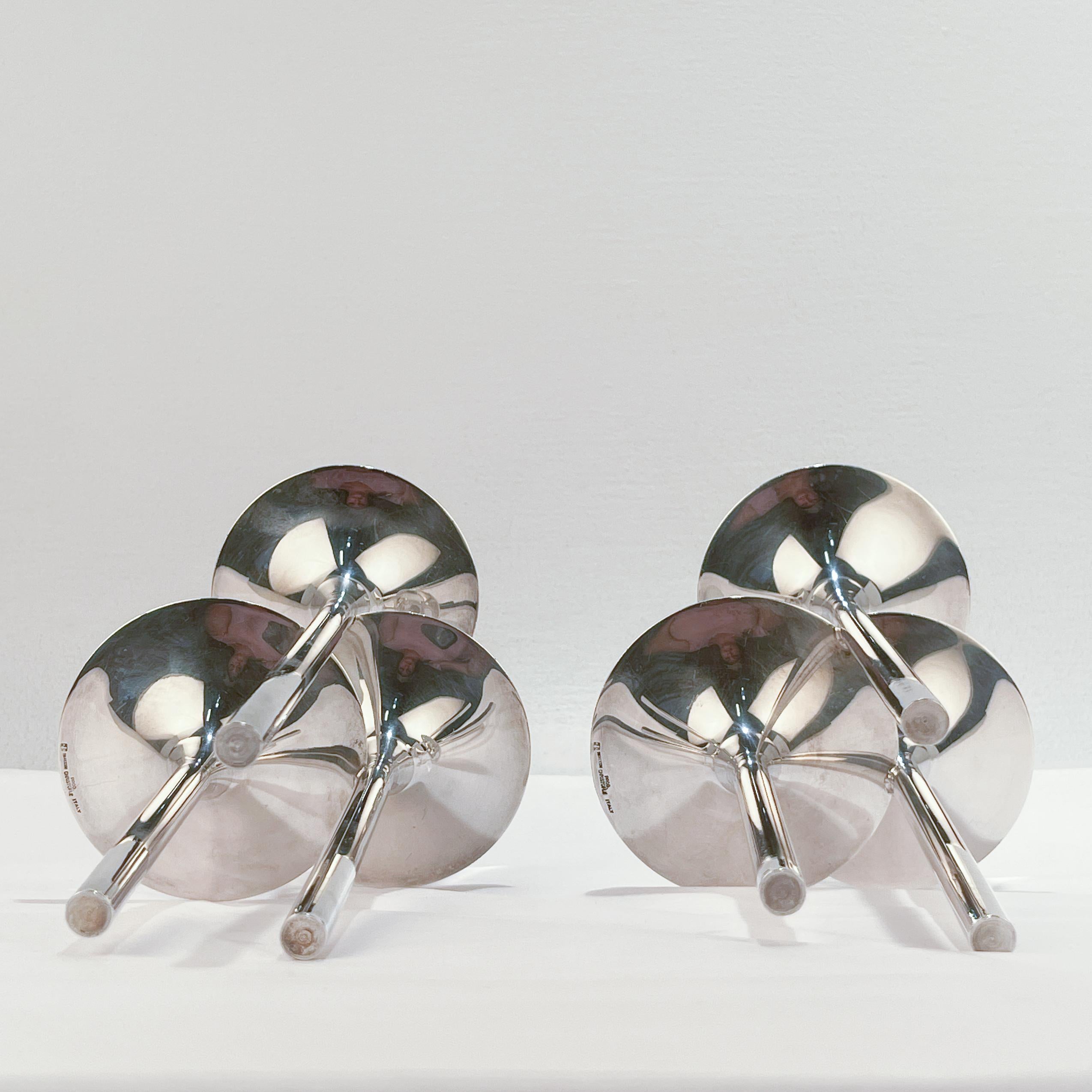 Pair of Modernist Silver Plate Candle Holders by Lino Sabattini for Christofle 1