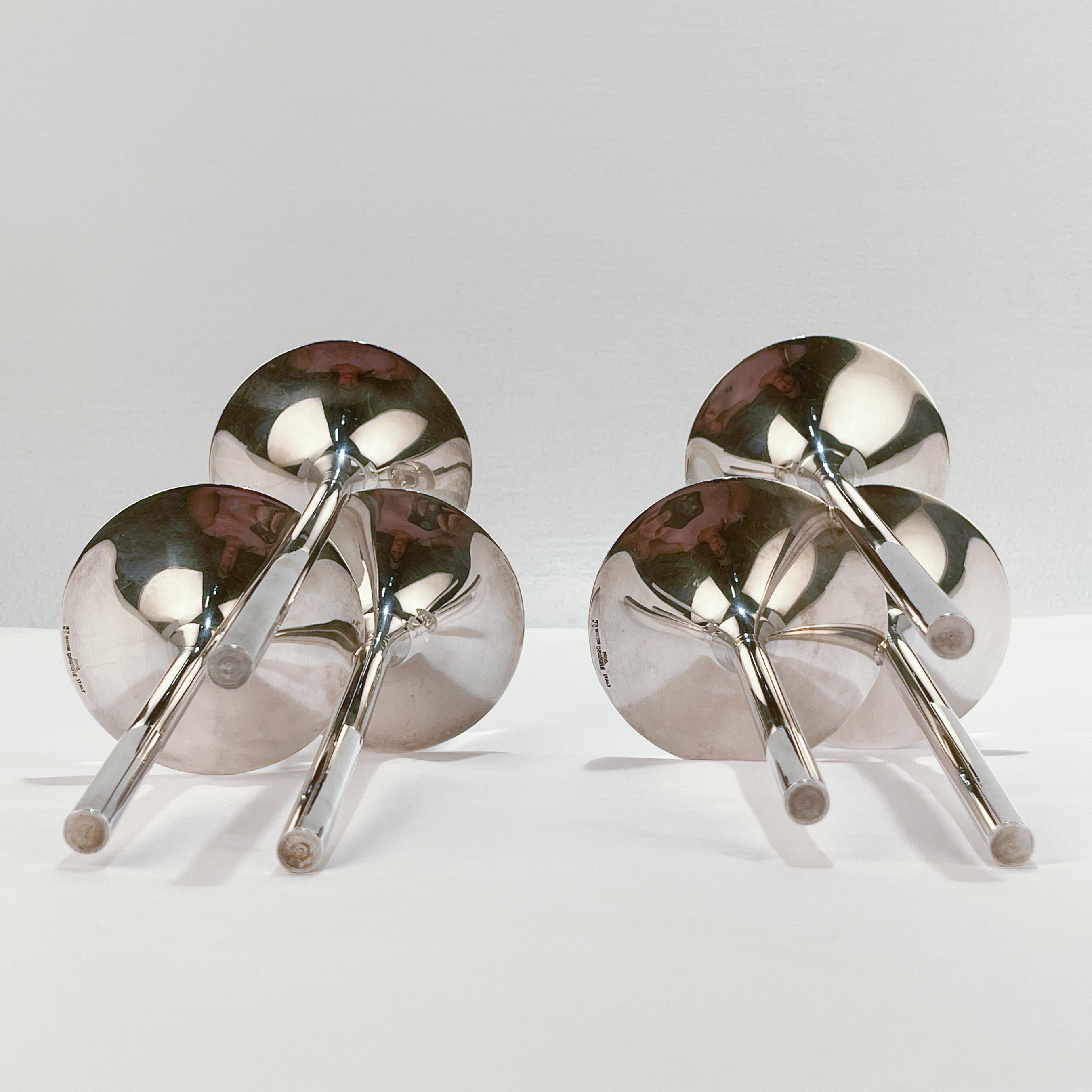 Pair of Modernist Silver Plate Candle Holders by Lino Sabattini for Christofle 2