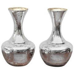 Vintage Pair of Modernist Silvered Vases