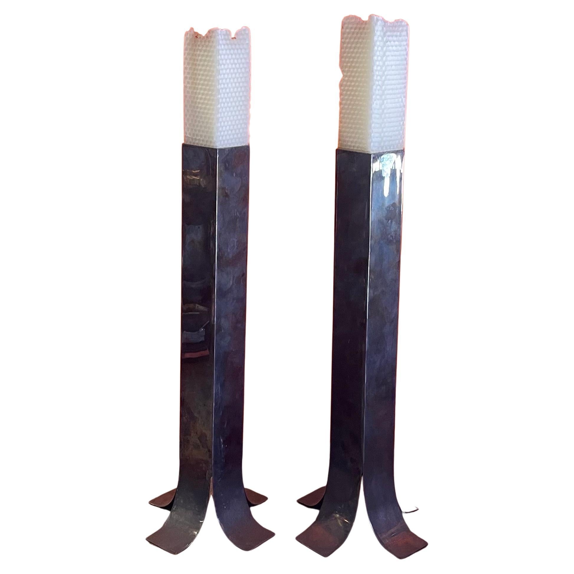 Modernistische versilberte Kerzenständer / Vasen von Plata Lappas, Paar im Angebot 6