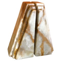 Pair of Modernist Solid Marble Bookends