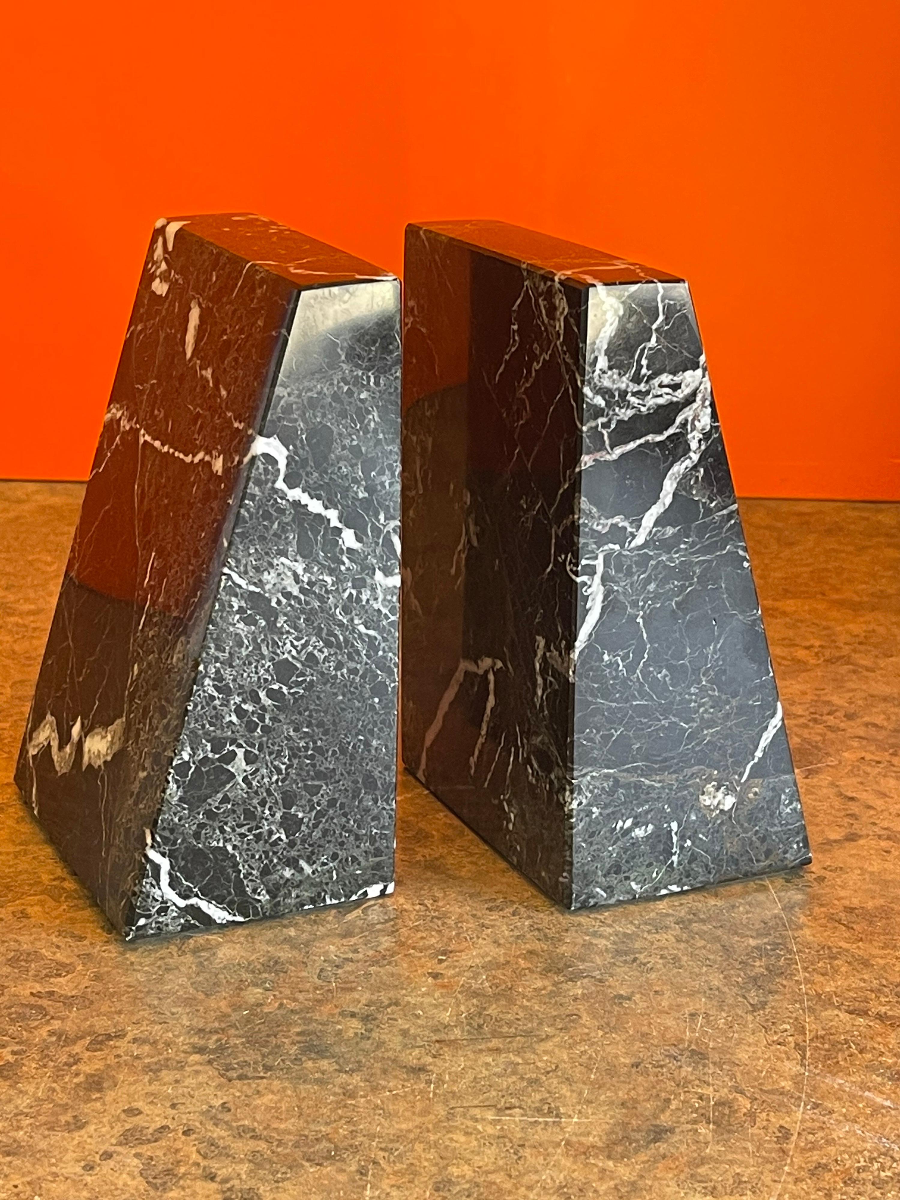 Pair of Modernist Solid Marble Bookends Memphis Era 2