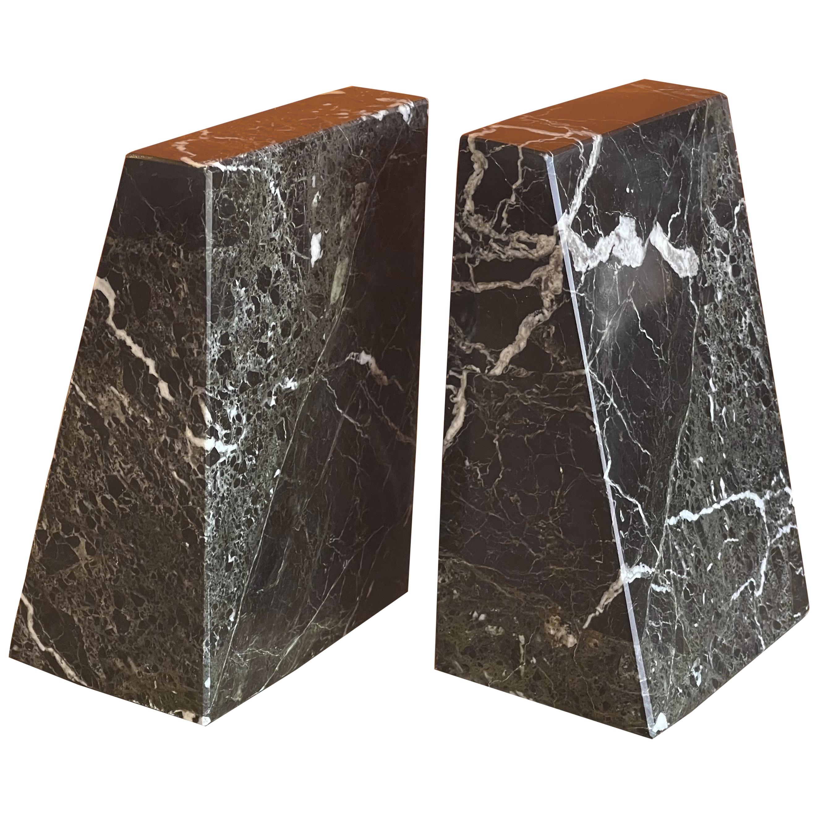 Pair of Modernist Solid Marble Bookends Memphis Era