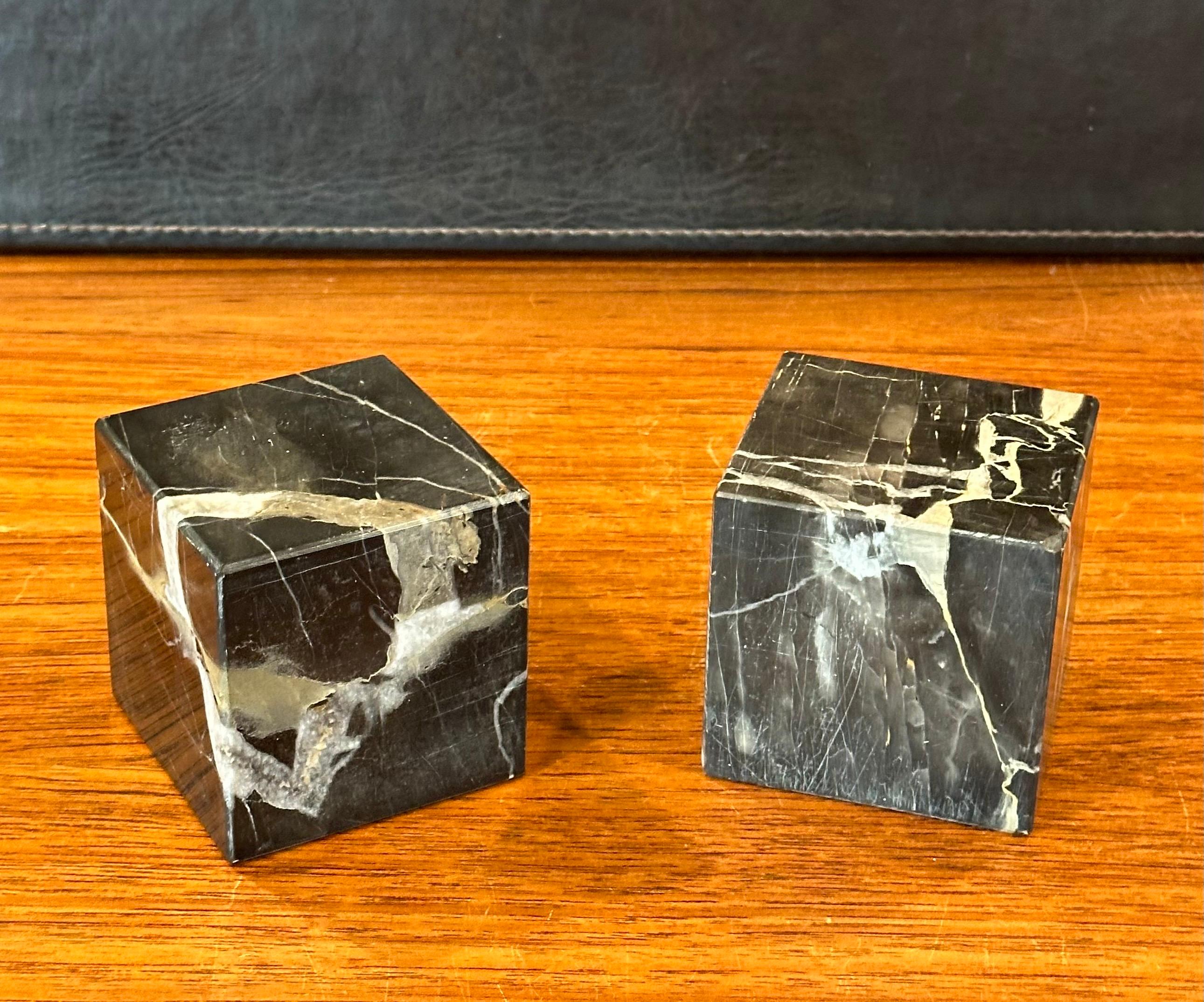 Pair of Modernist Solid Marble Cube Bookends  For Sale 4