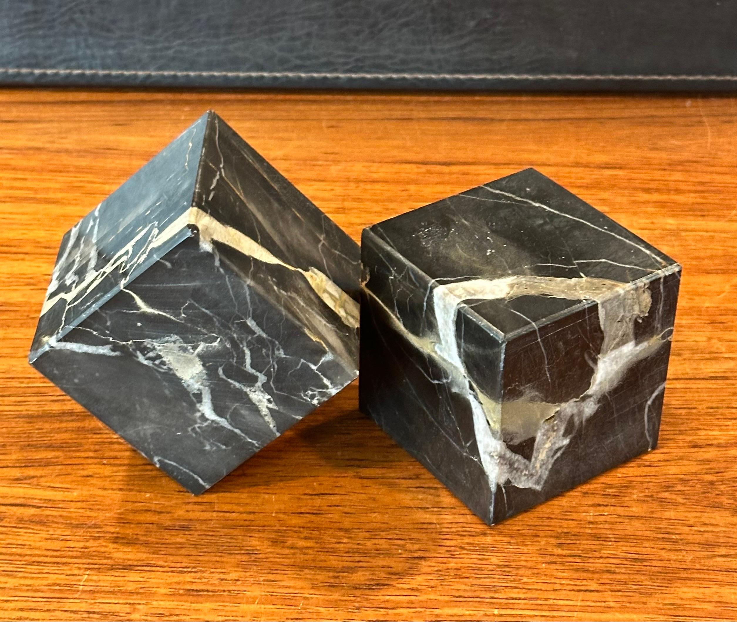 Pair of Modernist Solid Marble Cube Bookends  For Sale 5