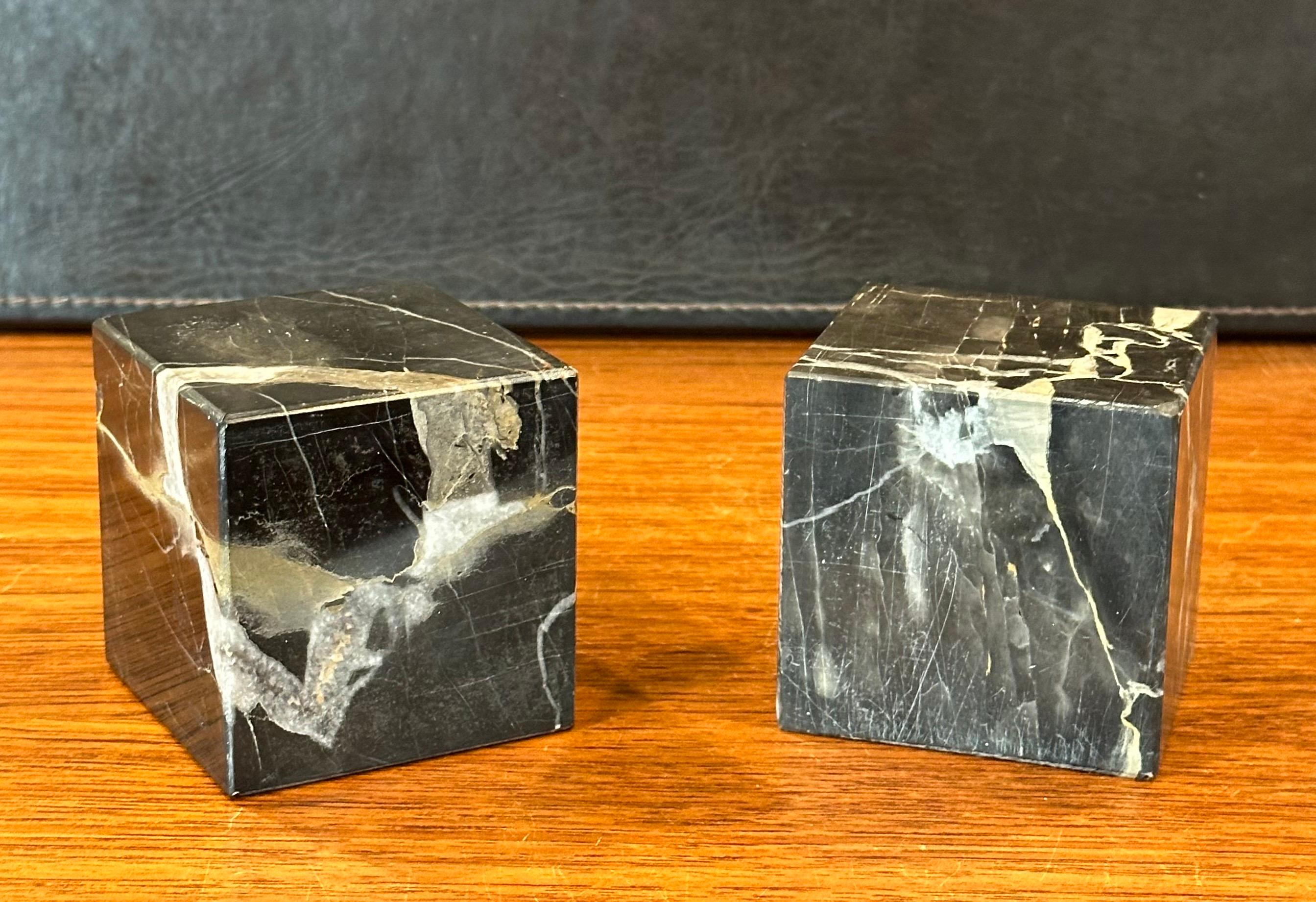 Pair of Modernist Solid Marble Cube Bookends  For Sale 3