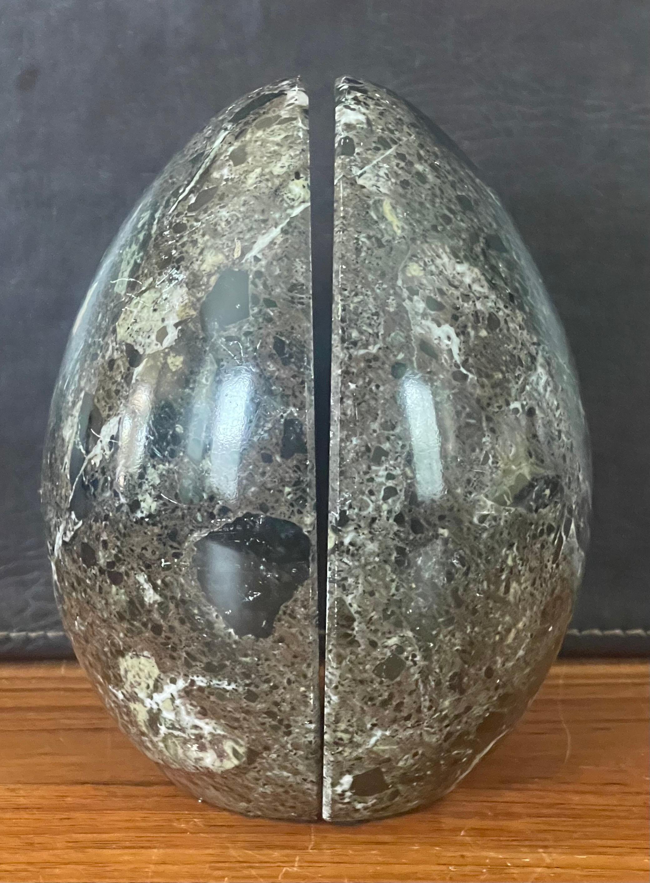 Pair of Modernist Solid Marble Egg Shaped Bookends  In Good Condition In San Diego, CA