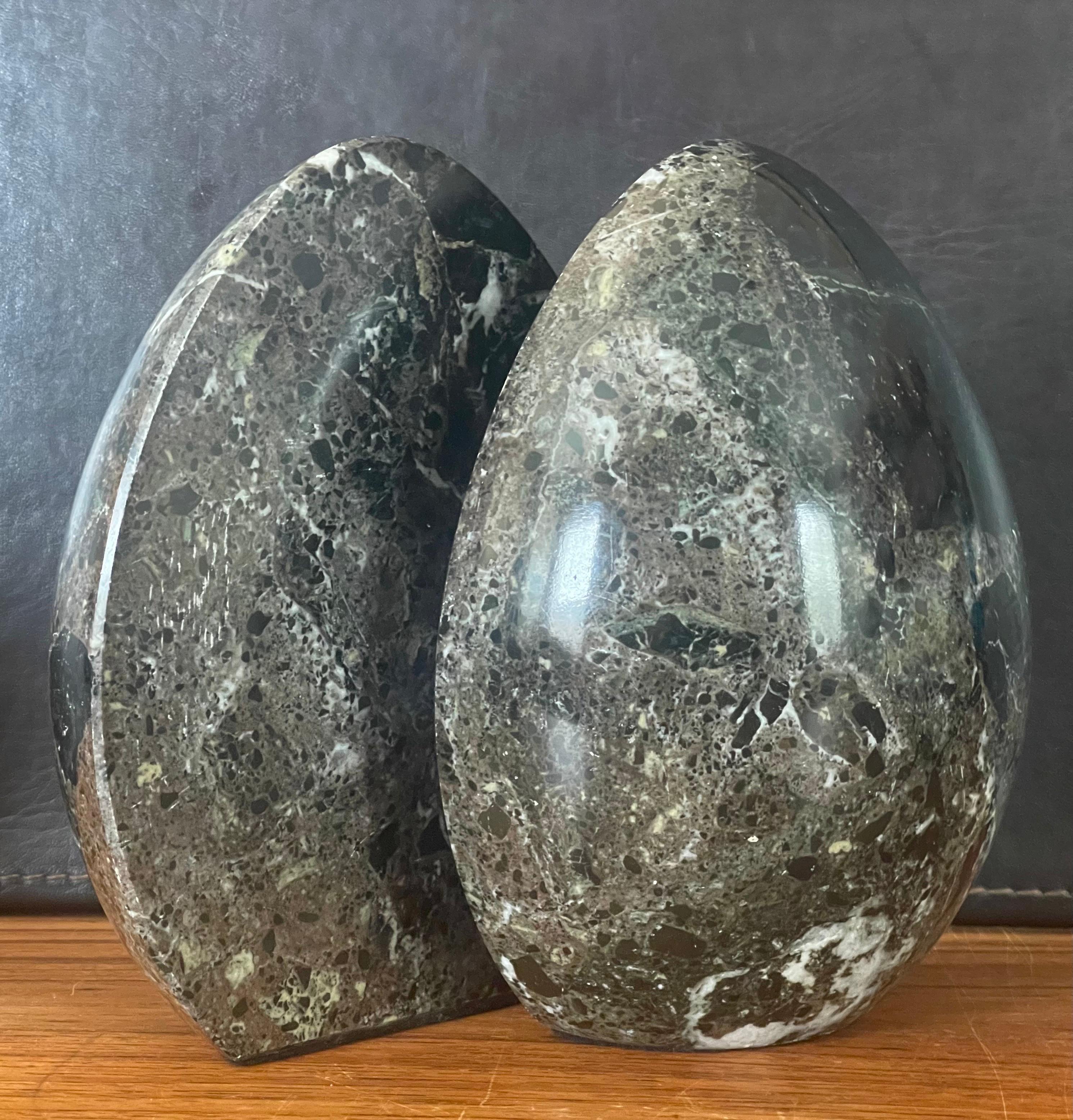 20th Century Pair of Modernist Solid Marble Egg Shaped Bookends 