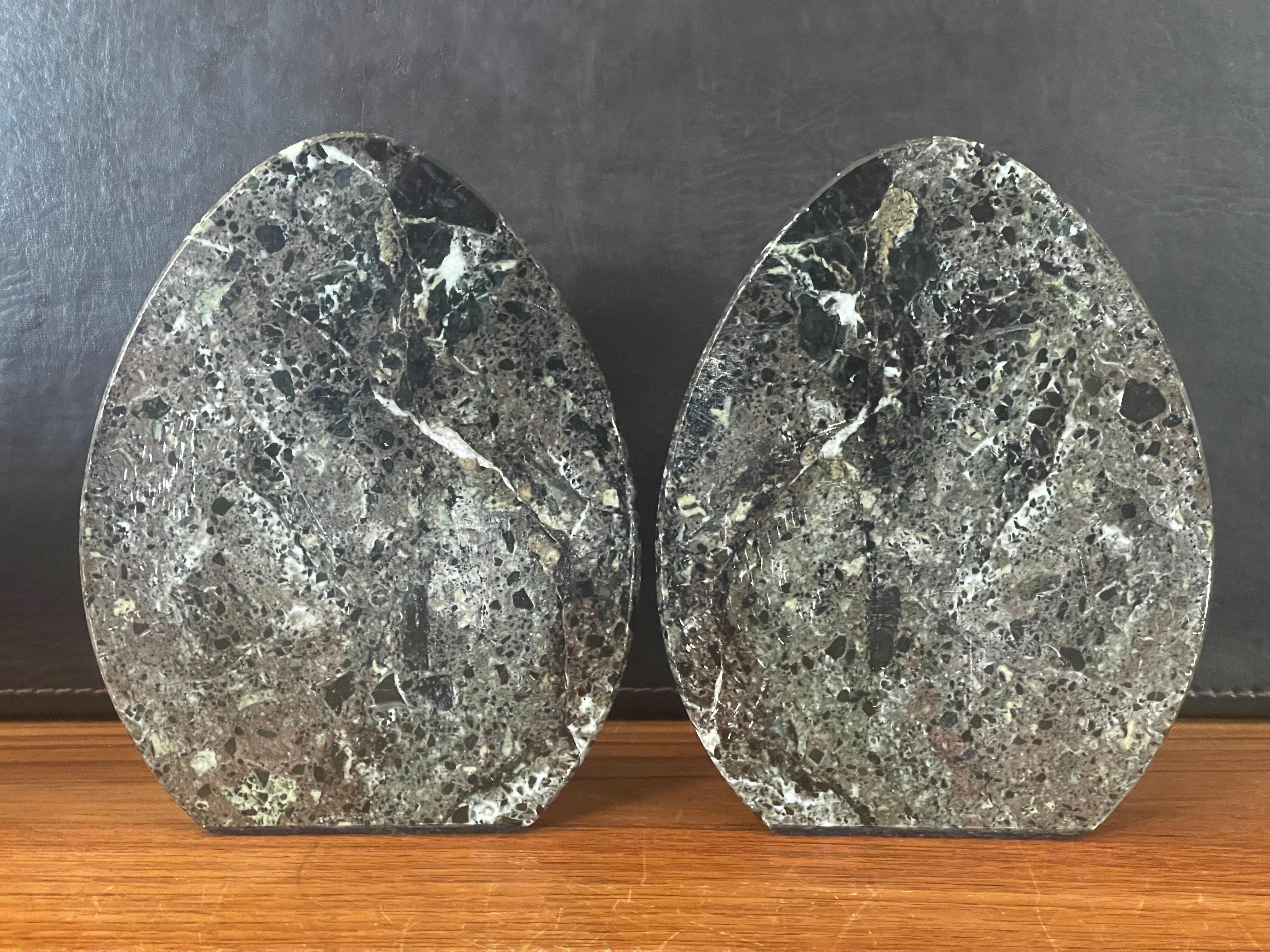 Pair of Modernist Solid Marble Egg Shaped Bookends  1