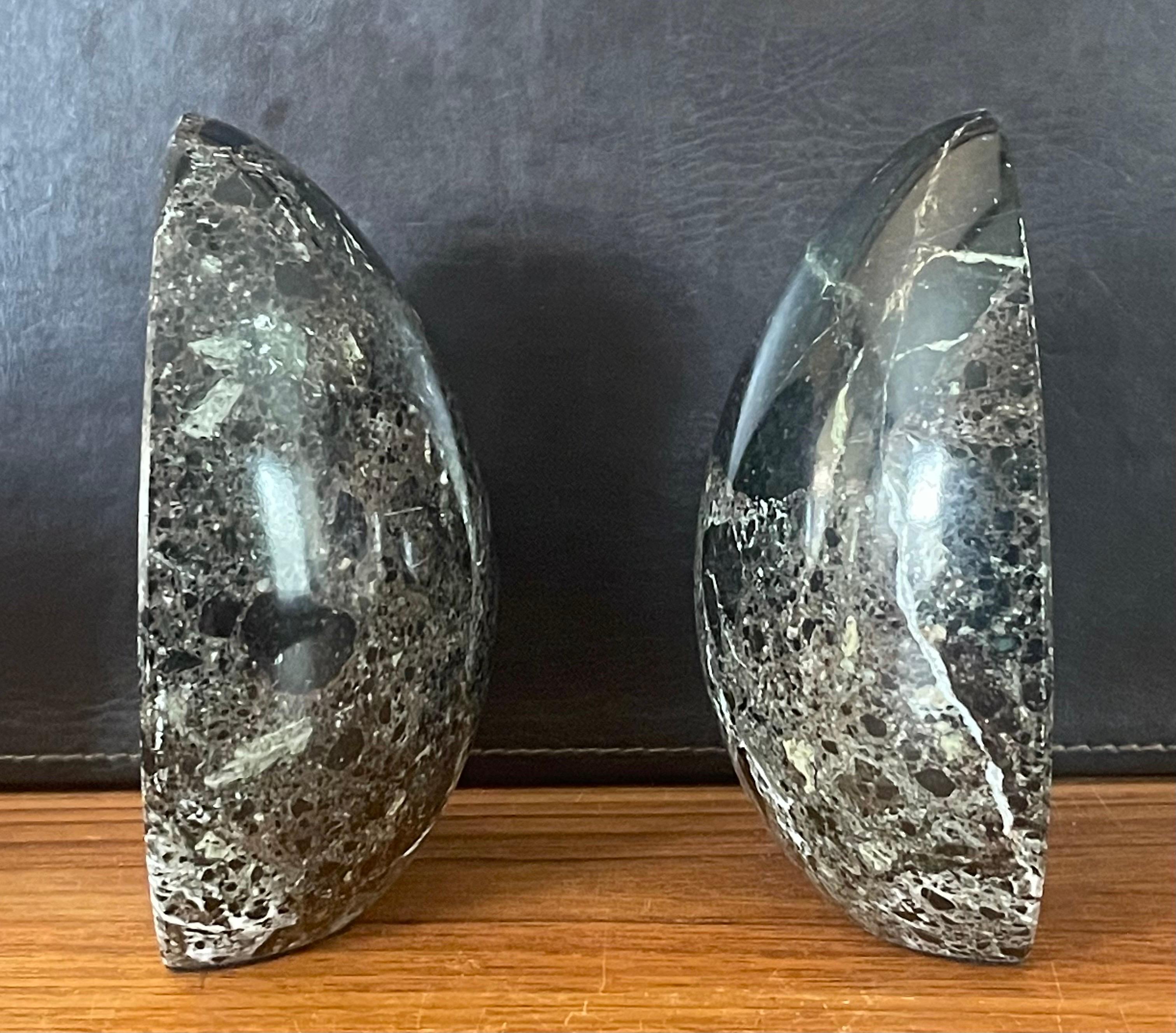 Pair of Modernist Solid Marble Egg Shaped Bookends  2