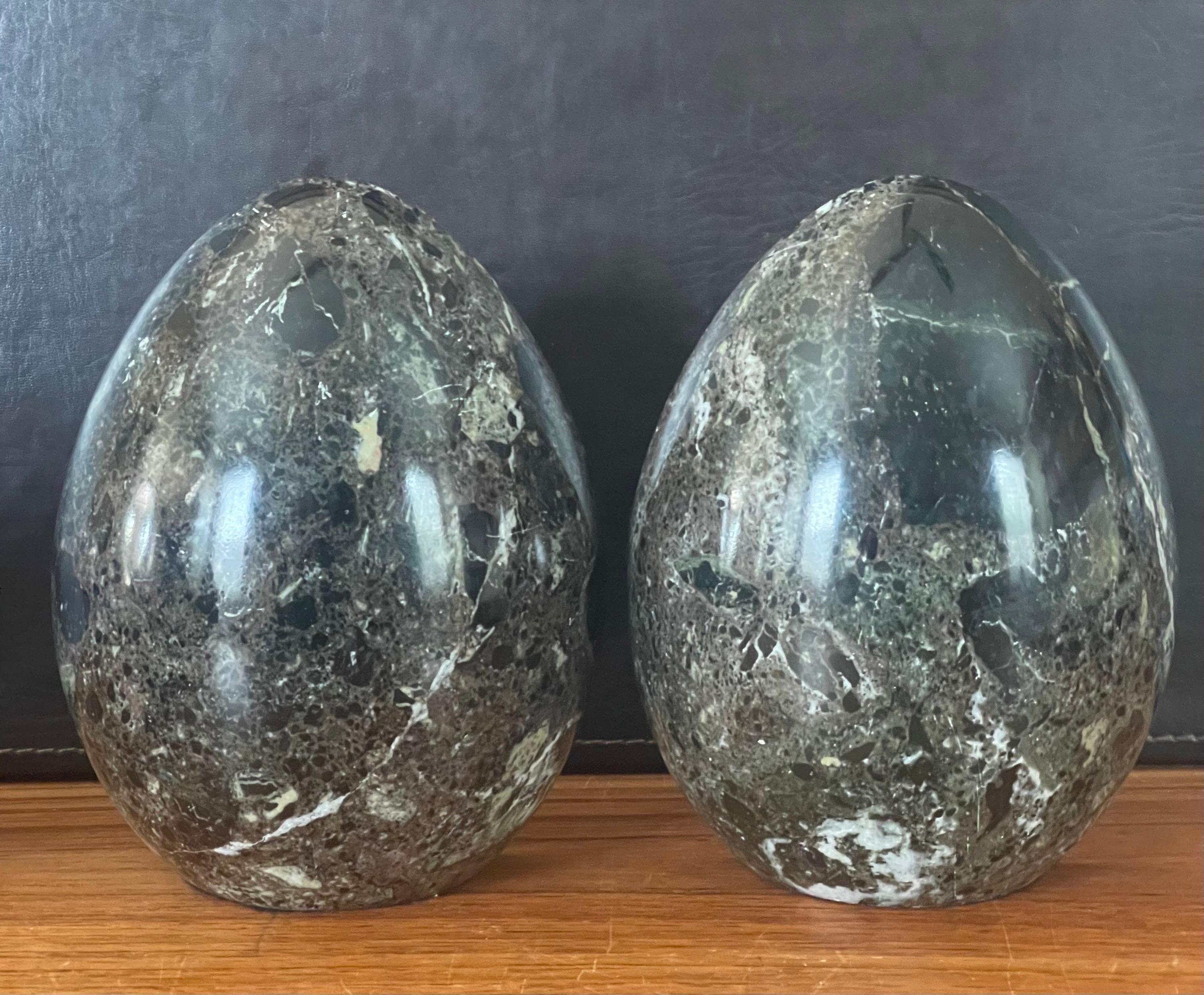 Pair of Modernist Solid Marble Egg Shaped Bookends  3