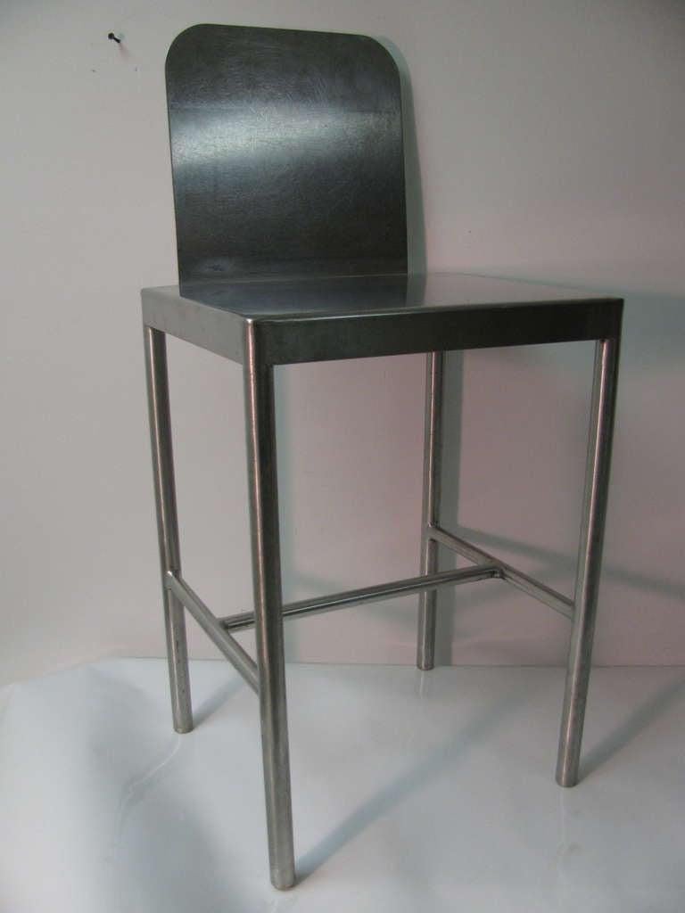 American Pair of Mid-Century Modernist Stainless Stools