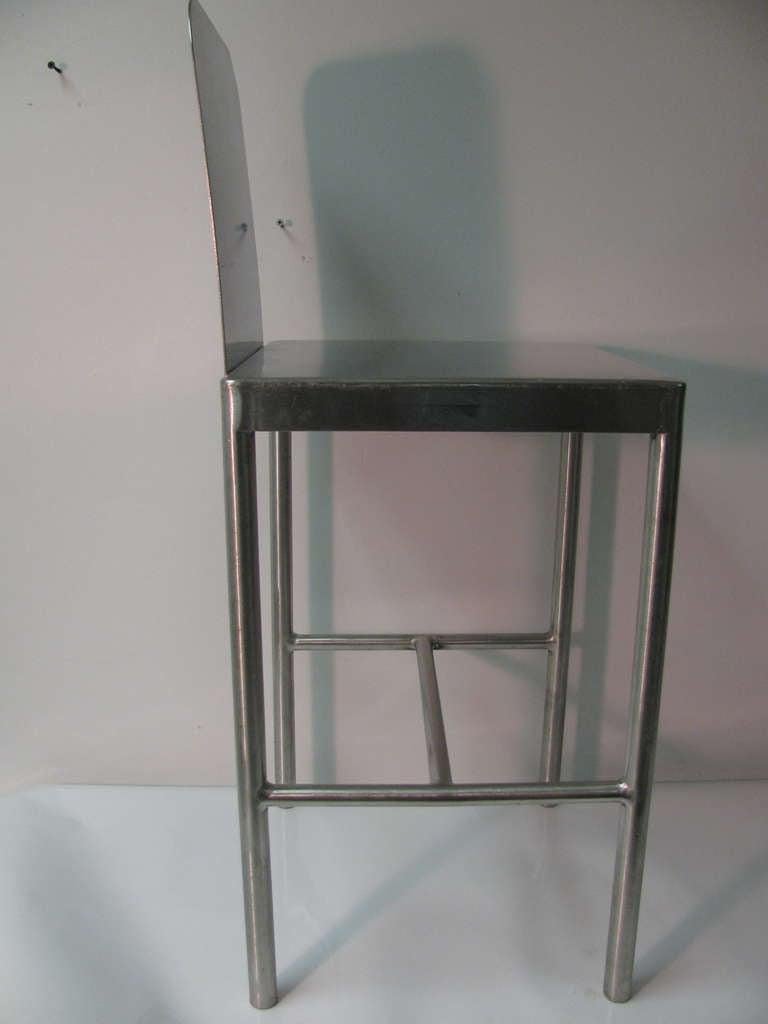 Pair of Mid-Century Modernist Stainless Stools In Good Condition In Port Jervis, NY