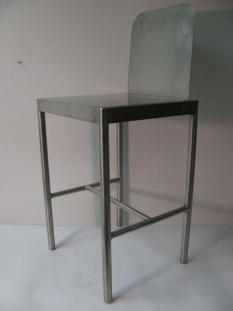 Pair of Mid-Century Modernist Stainless Stools 1