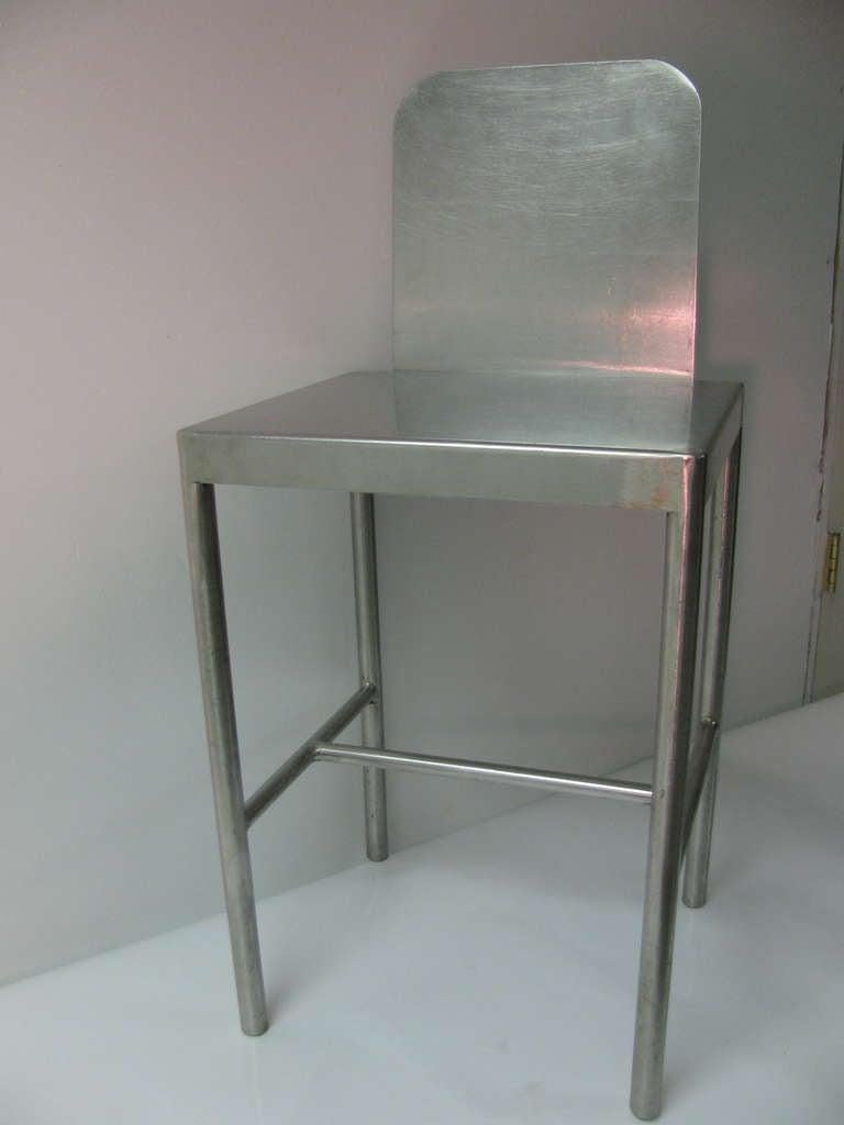 Pair of Mid-Century Modernist Stainless Stools 2