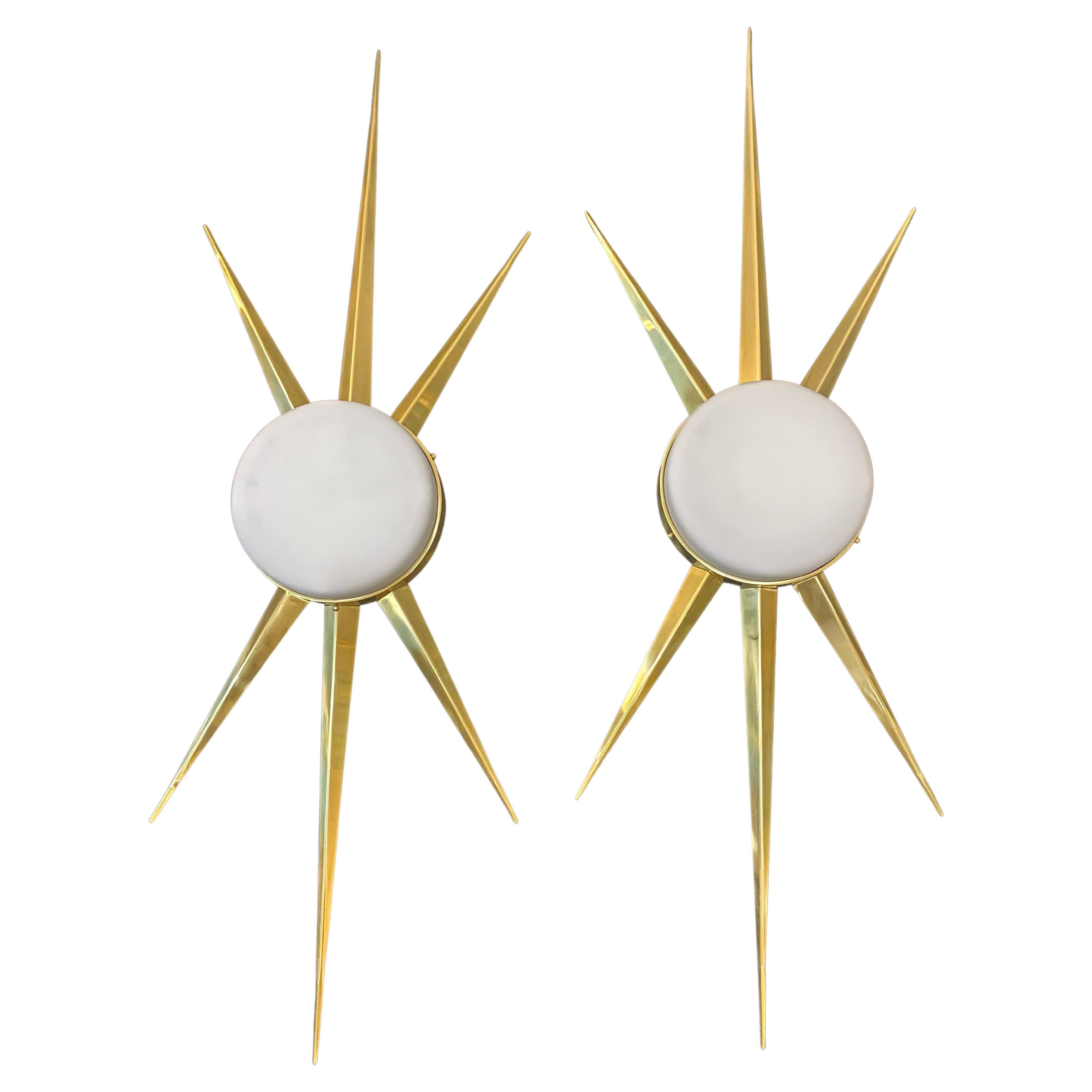 Pair of Modernist Star-Shaped Sconces For Sale