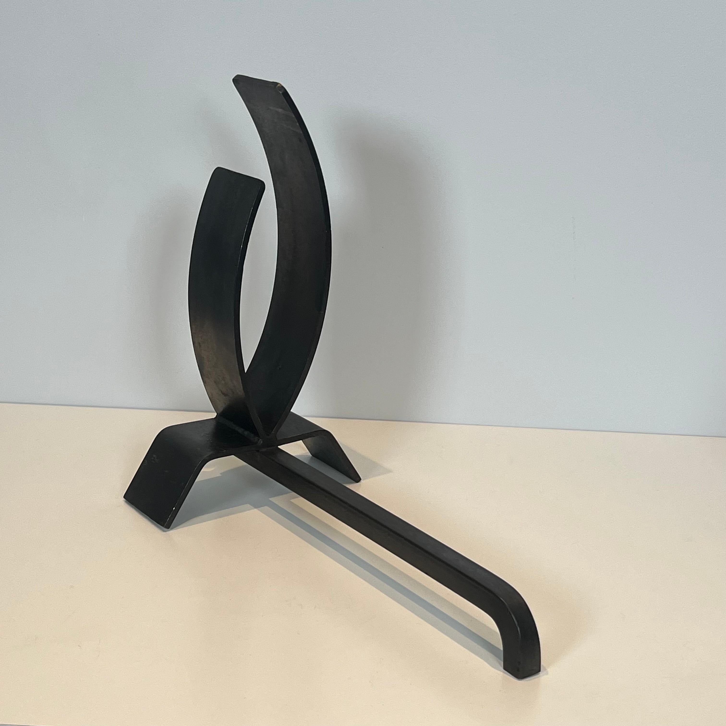 Pair of Modernist Steel and Iron Andirons in vendita 4