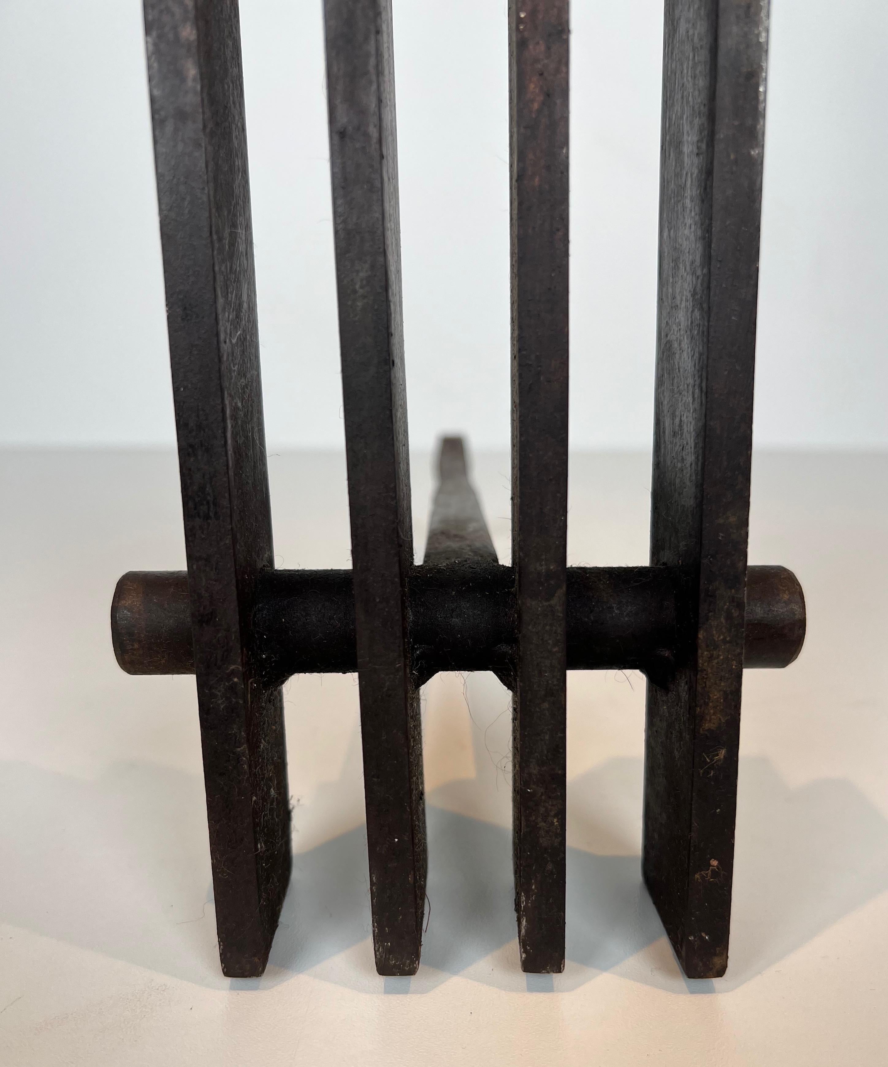 Pair of Modernist Steel Andirons. French Work. Circa 1970 For Sale 6