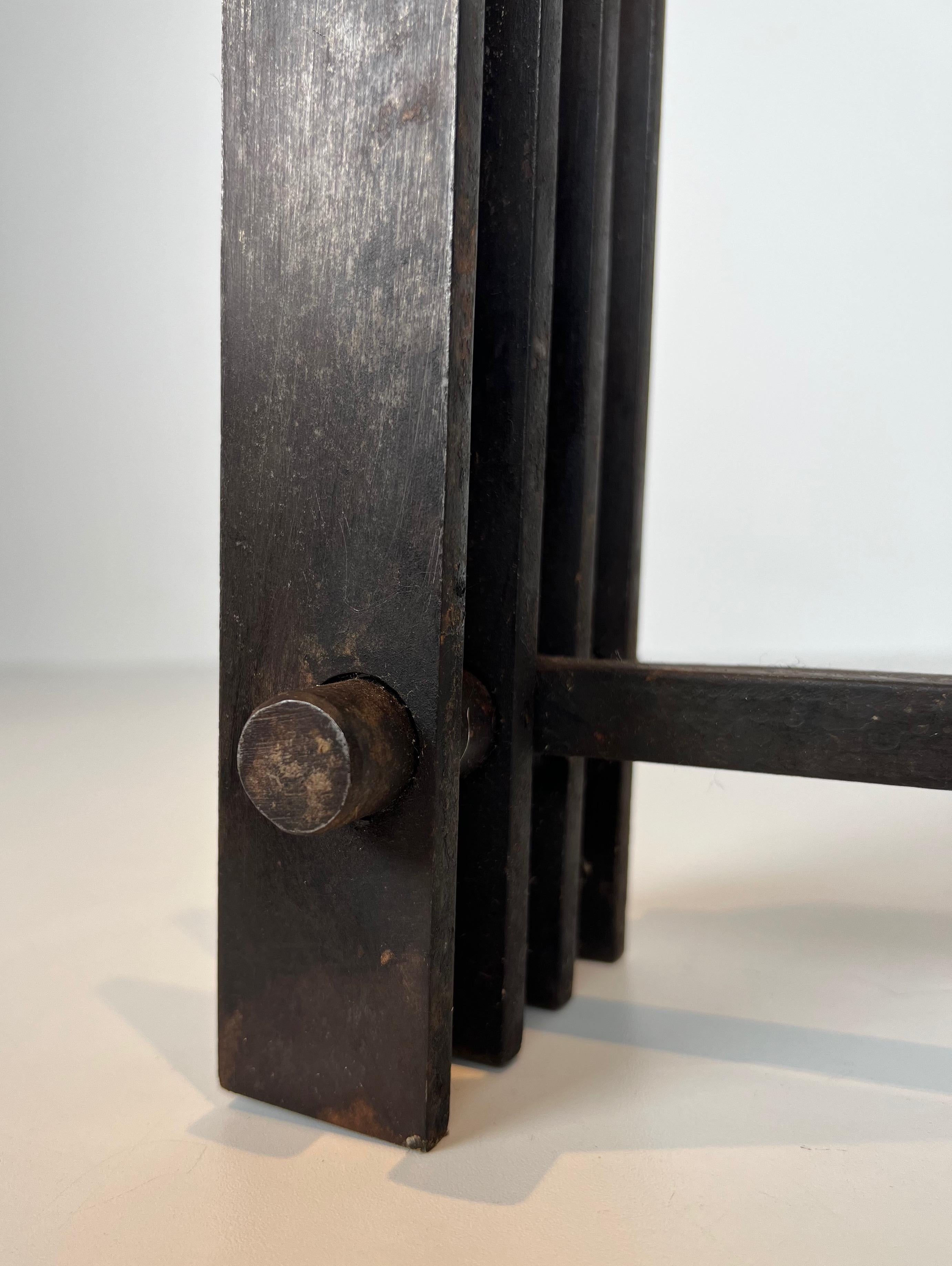 Pair of Modernist Steel Andirons. French Work. Circa 1970 For Sale 8