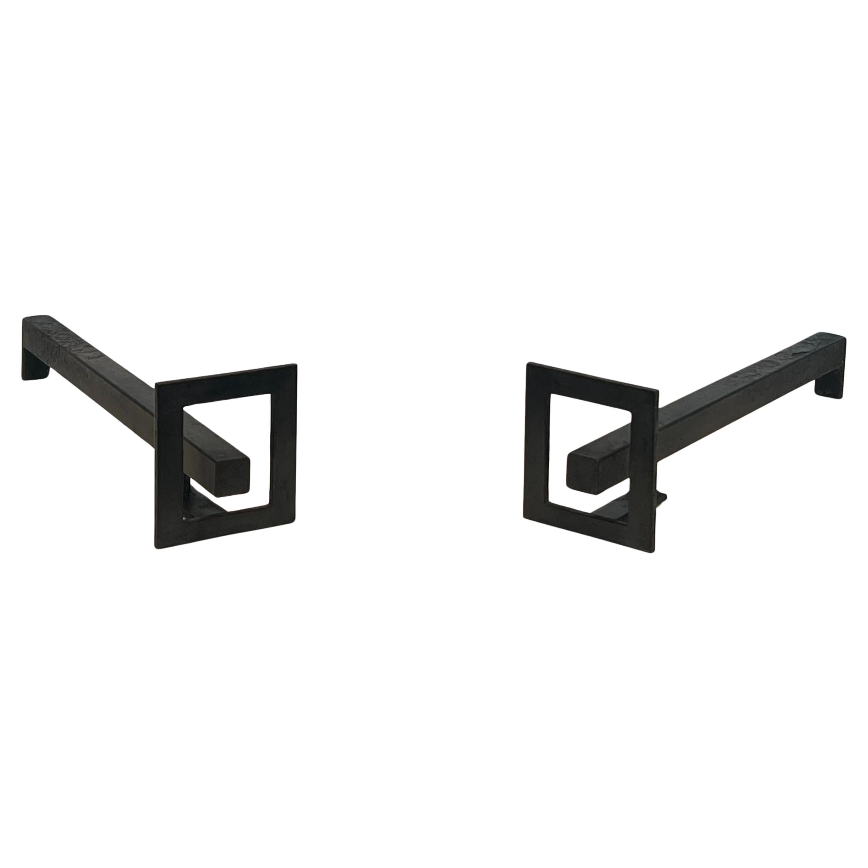 Coppia di androni modernisti in ferro battuto e Steens in vendita