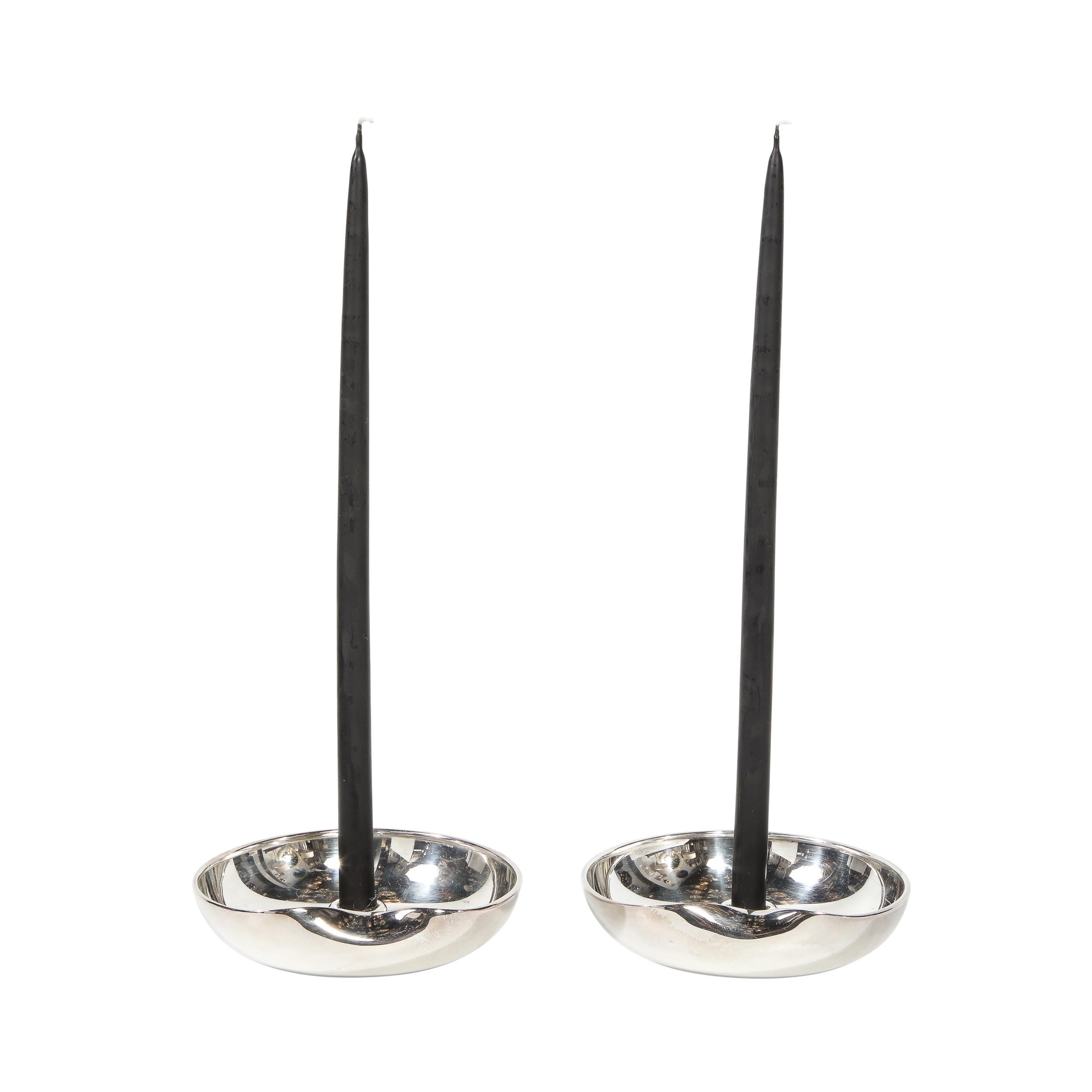 Pair of Modernist Sterling Candle Holders by Elsa Peretti for Tiffany & Co. In Excellent Condition For Sale In New York, NY