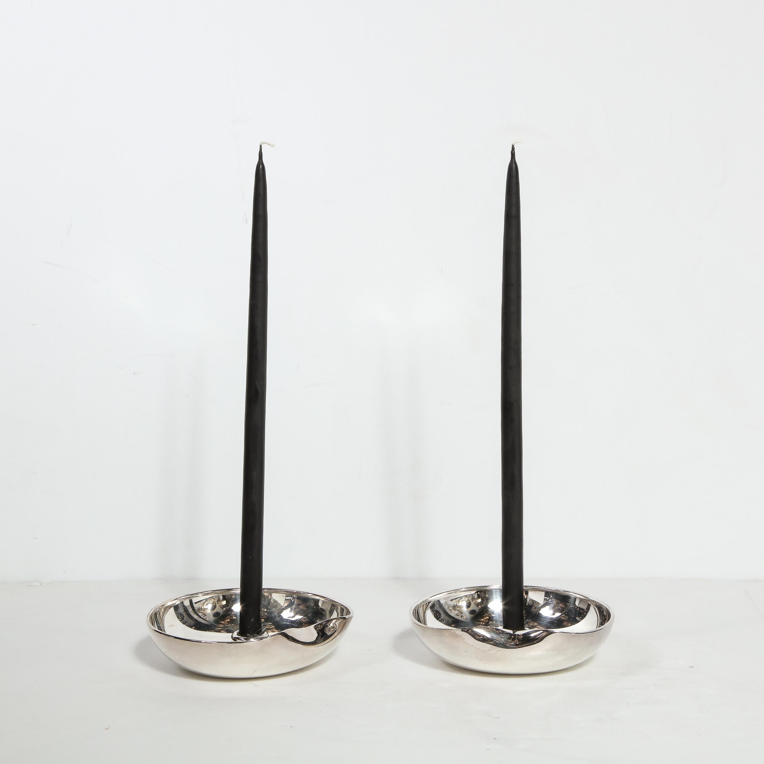 Late 20th Century Pair of Modernist Sterling Candle Holders by Elsa Peretti for Tiffany & Co. For Sale