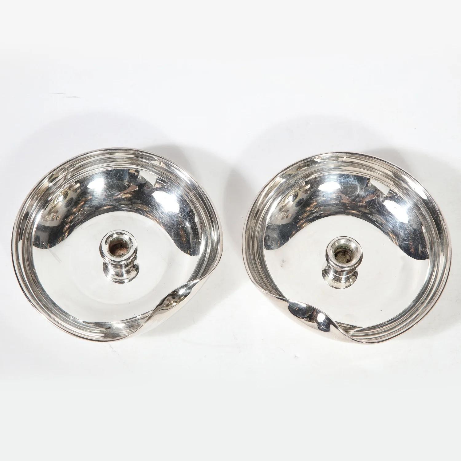 Late 20th Century Pair of Modernist Sterling Candle Holders by Elsa Peretti for Tiffany & Co. For Sale