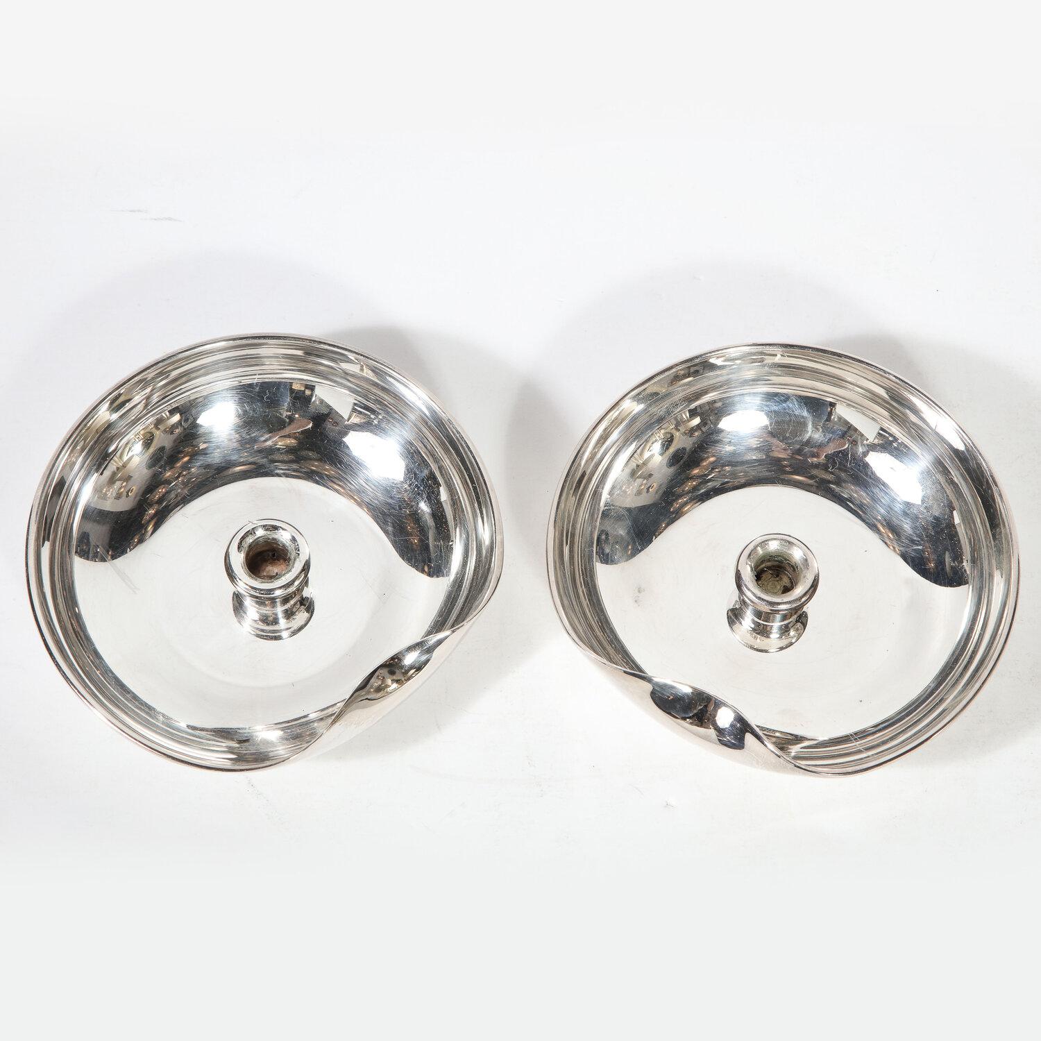 Fin du 20e siècle Pair of Modernist Sterling Candle Holders by Elsa Peretti for Tiffany & Co. en vente