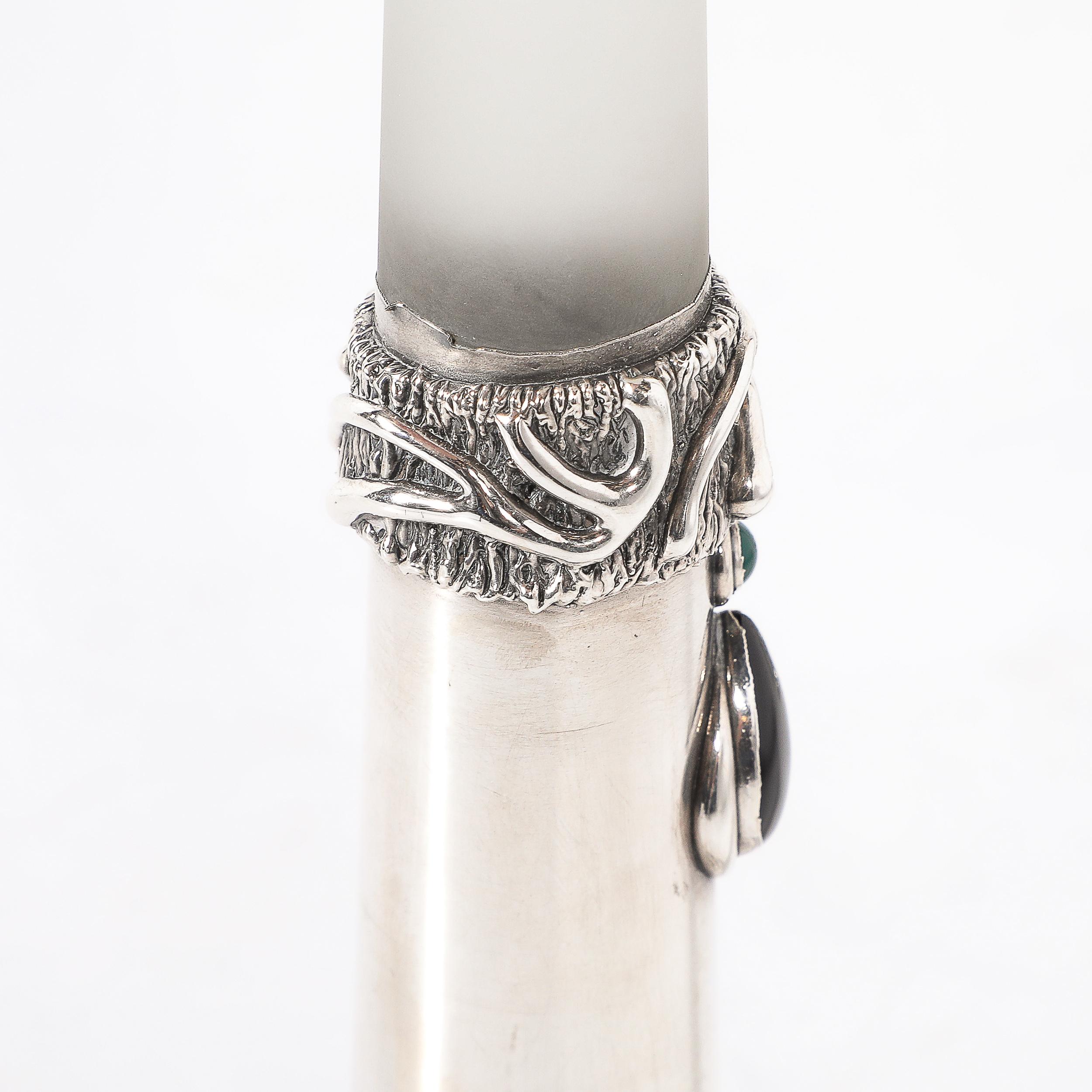 Pair of Modernist Sterling Silver Candle Holders signed Domar For Sale 8