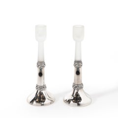 Pair of Modernist Sterling Silver Candle Holders signed Domar
