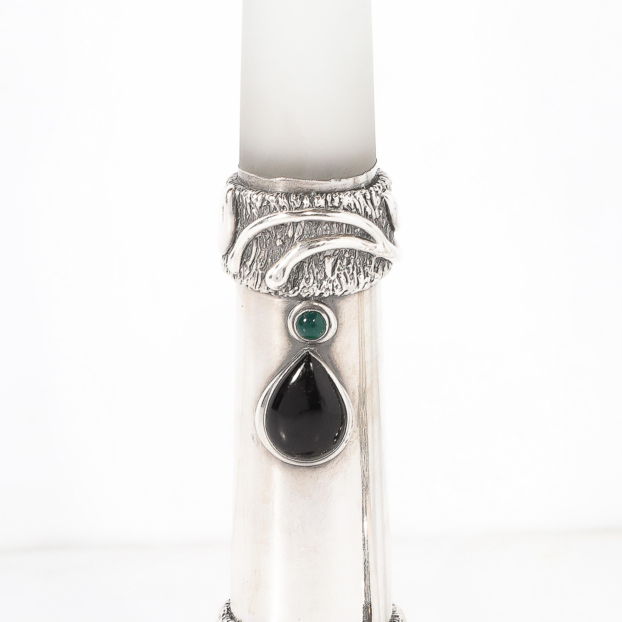 Pair of Modernist Sterling Silver Candle Holders signed Domar In Excellent Condition For Sale In New York, NY