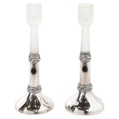 Pair of Modernist Sterling Silver Candle Holders signed Domar